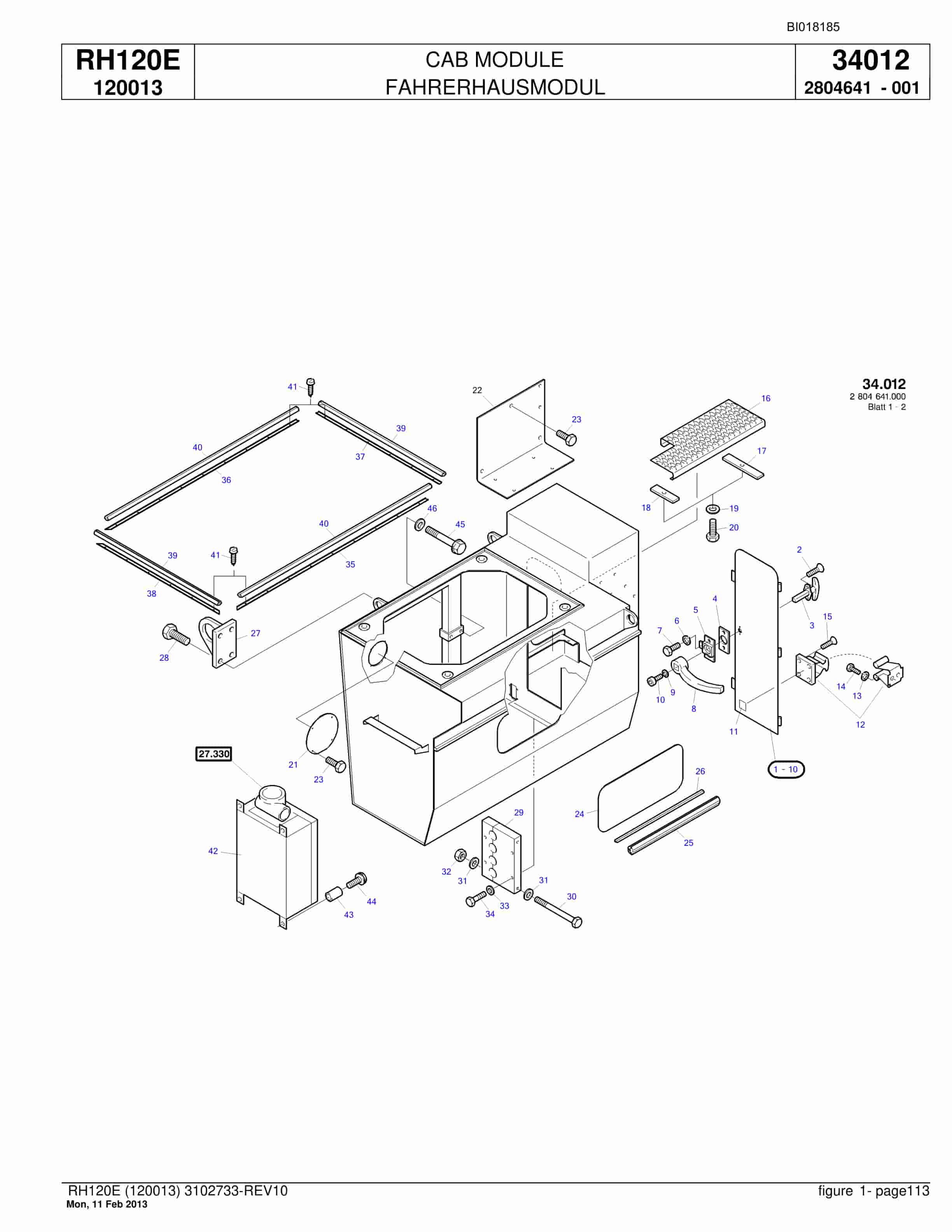 Bucyrus RH120E Hydraulic Excavator Parts Catalog BI018185-5