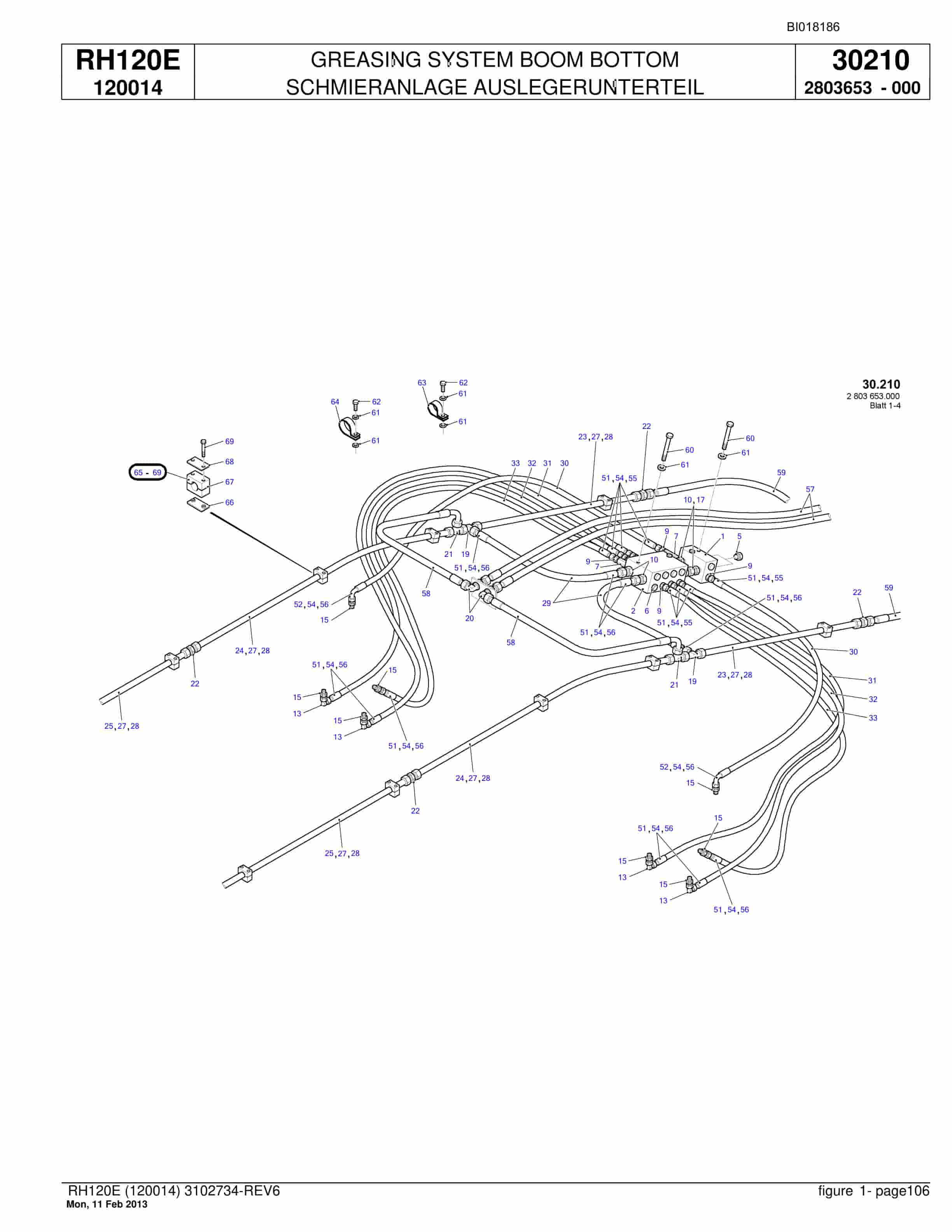 Bucyrus RH120E Hydraulic Excavator Parts Catalog BI018186-4
