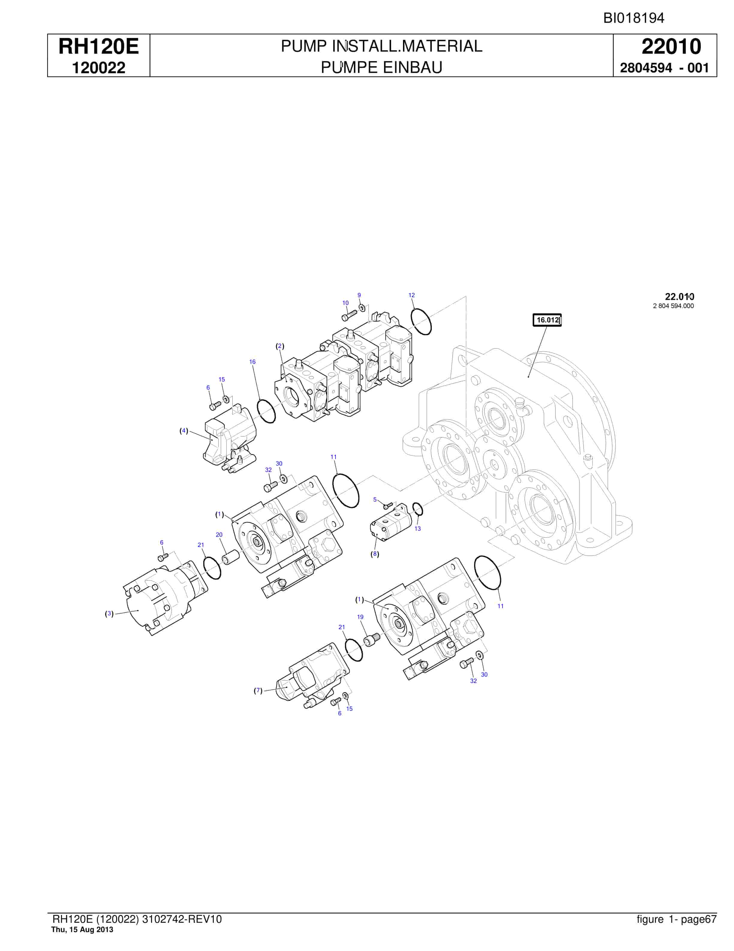 Bucyrus RH120E Hydraulic Excavator Parts Catalog BI018194-2