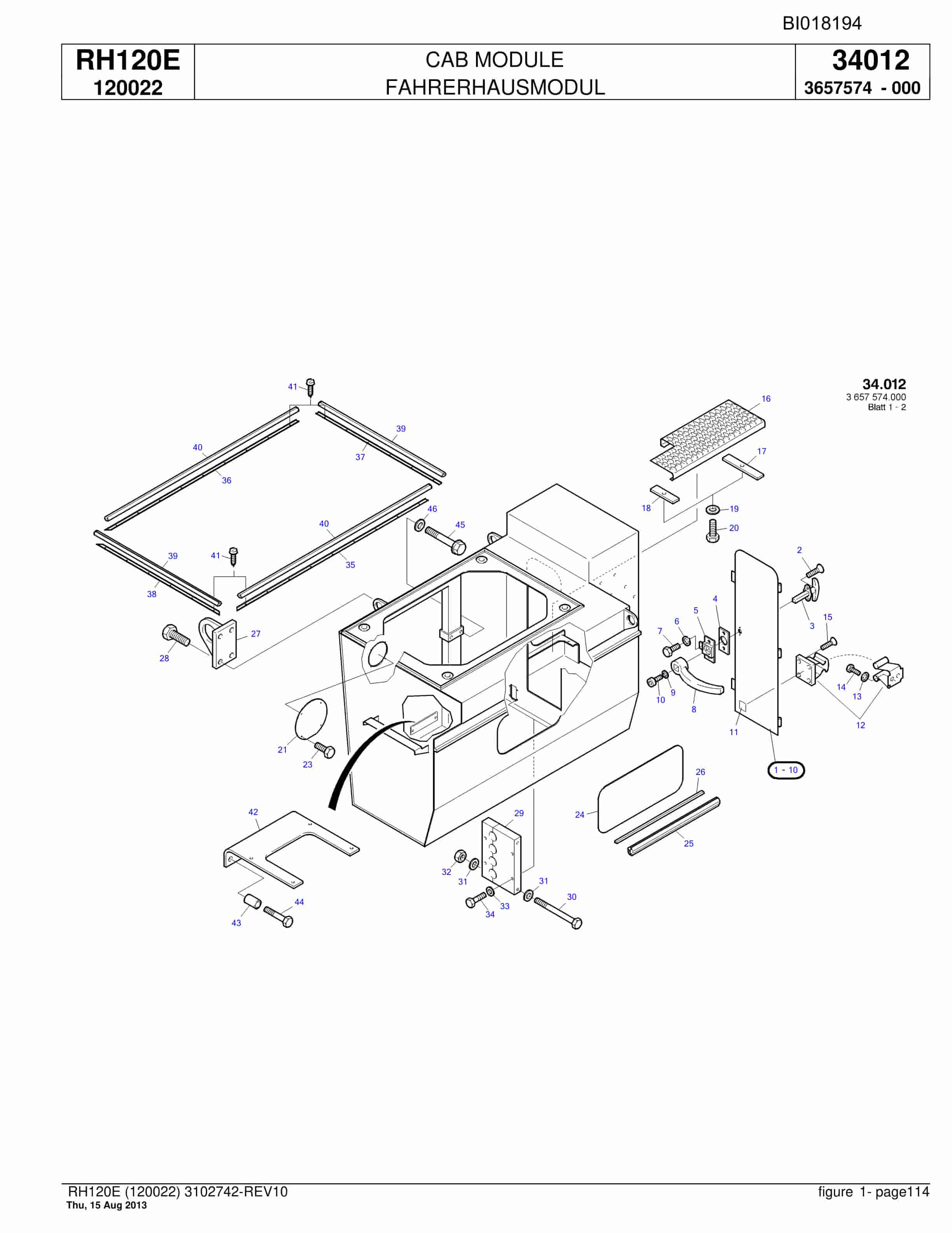 Bucyrus RH120E Hydraulic Excavator Parts Catalog BI018194-5