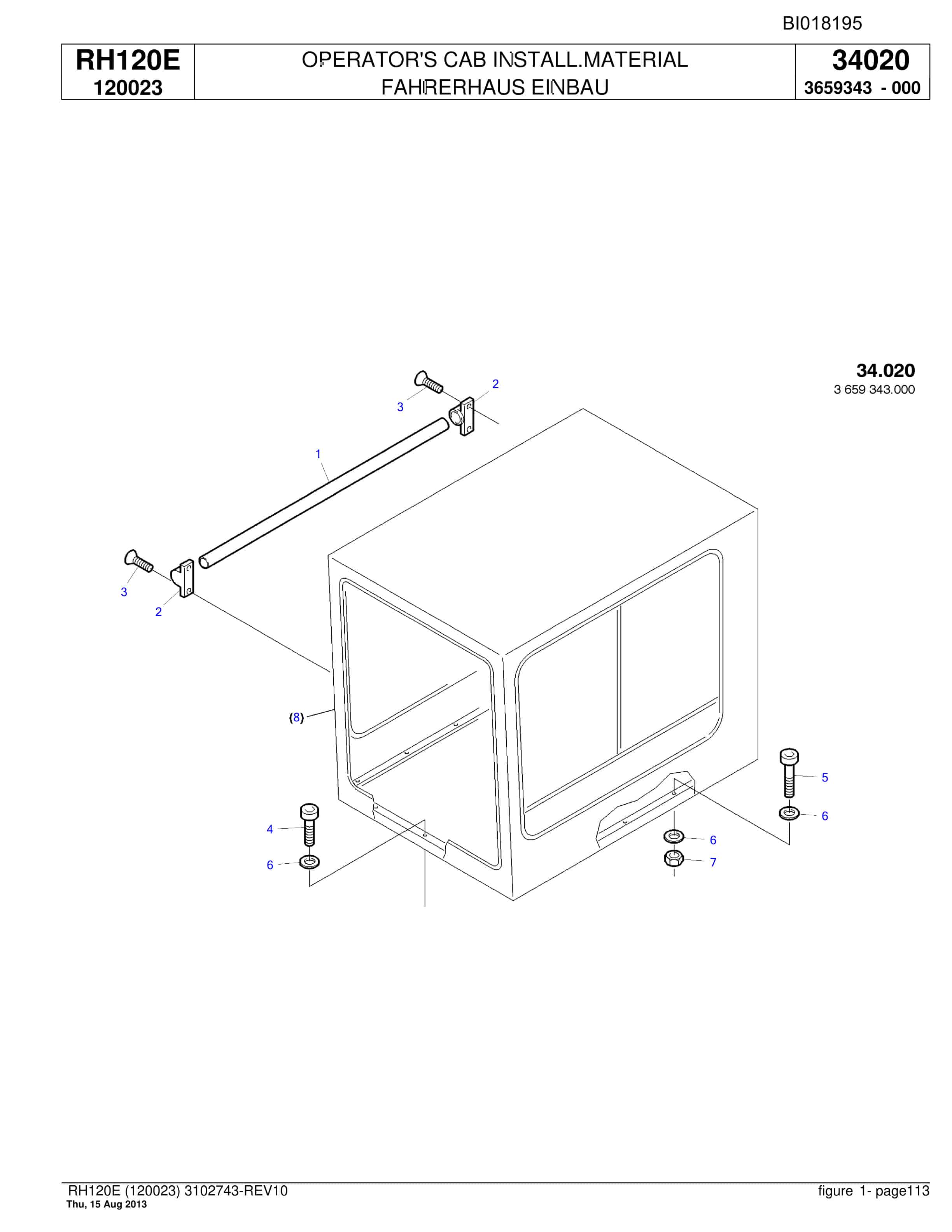 Bucyrus RH120E Hydraulic Excavator Parts Catalog BI018195-5