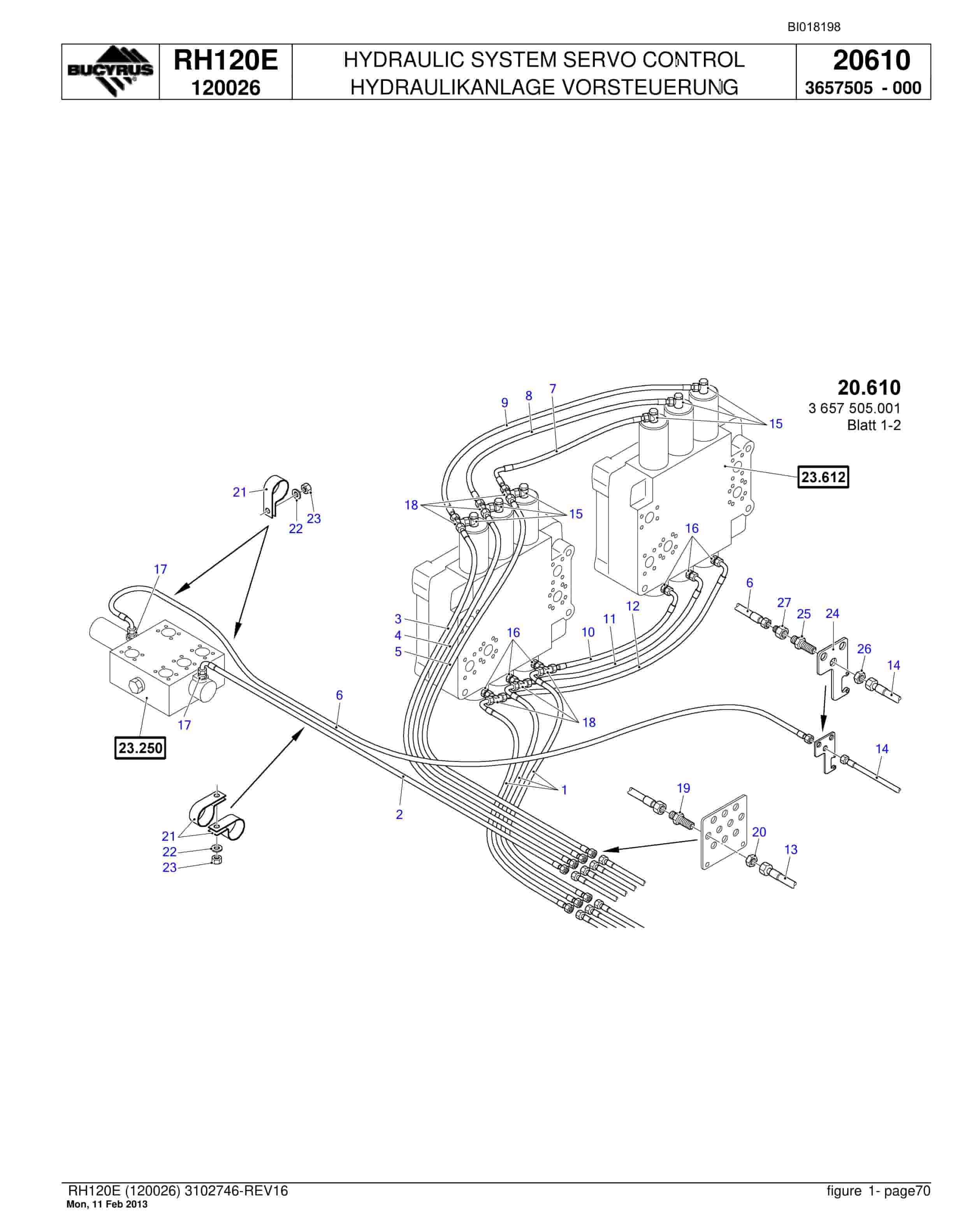 Bucyrus RH120E Hydraulic Excavator Parts Catalog BI018198-2