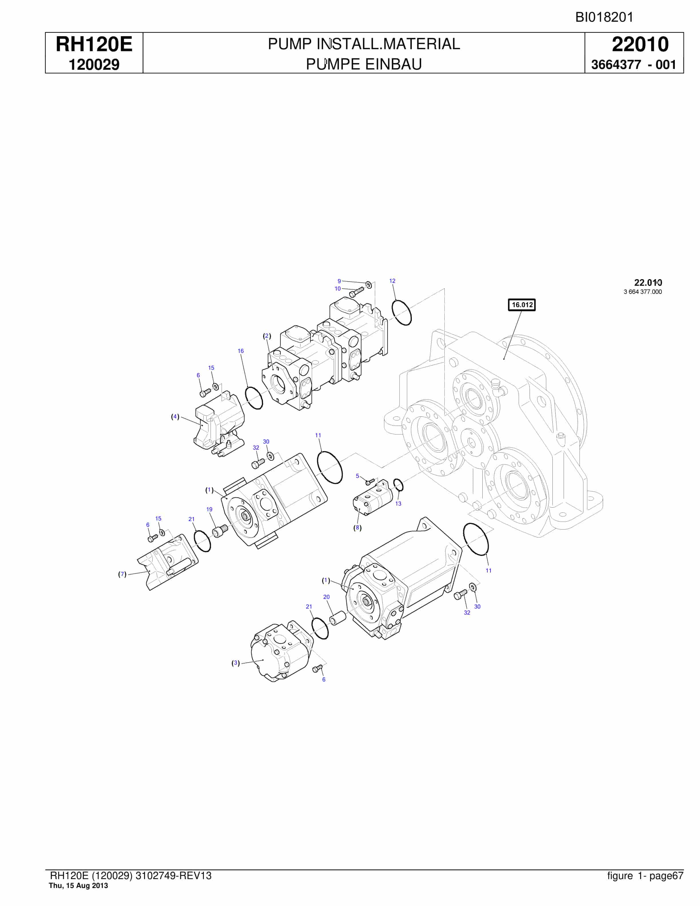 Bucyrus RH120E Hydraulic Excavator Parts Catalog BI018201-2