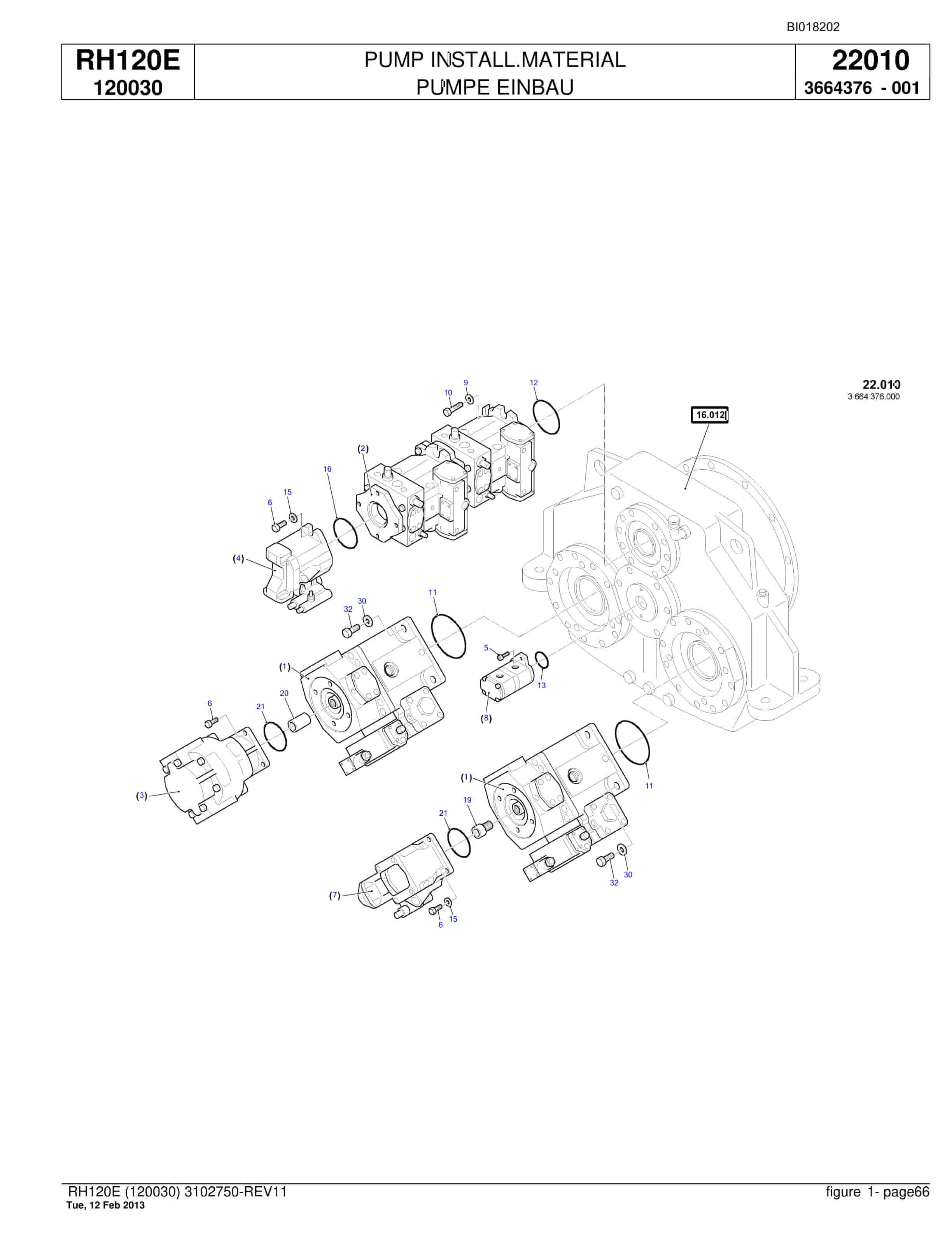 Bucyrus RH120E Hydraulic Excavator Parts Catalog BI018202-2