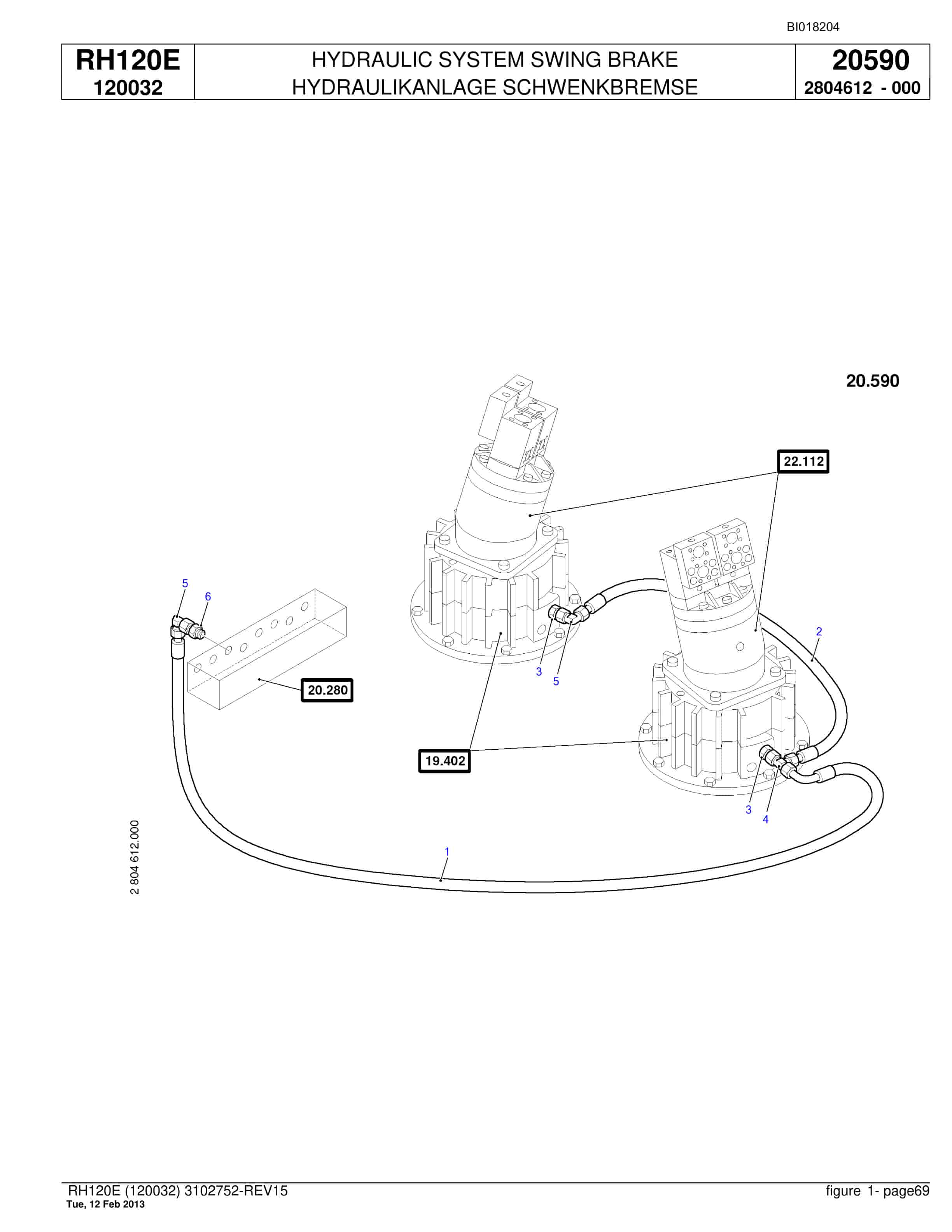 Bucyrus RH120E Hydraulic Excavator Parts Catalog BI018204-2