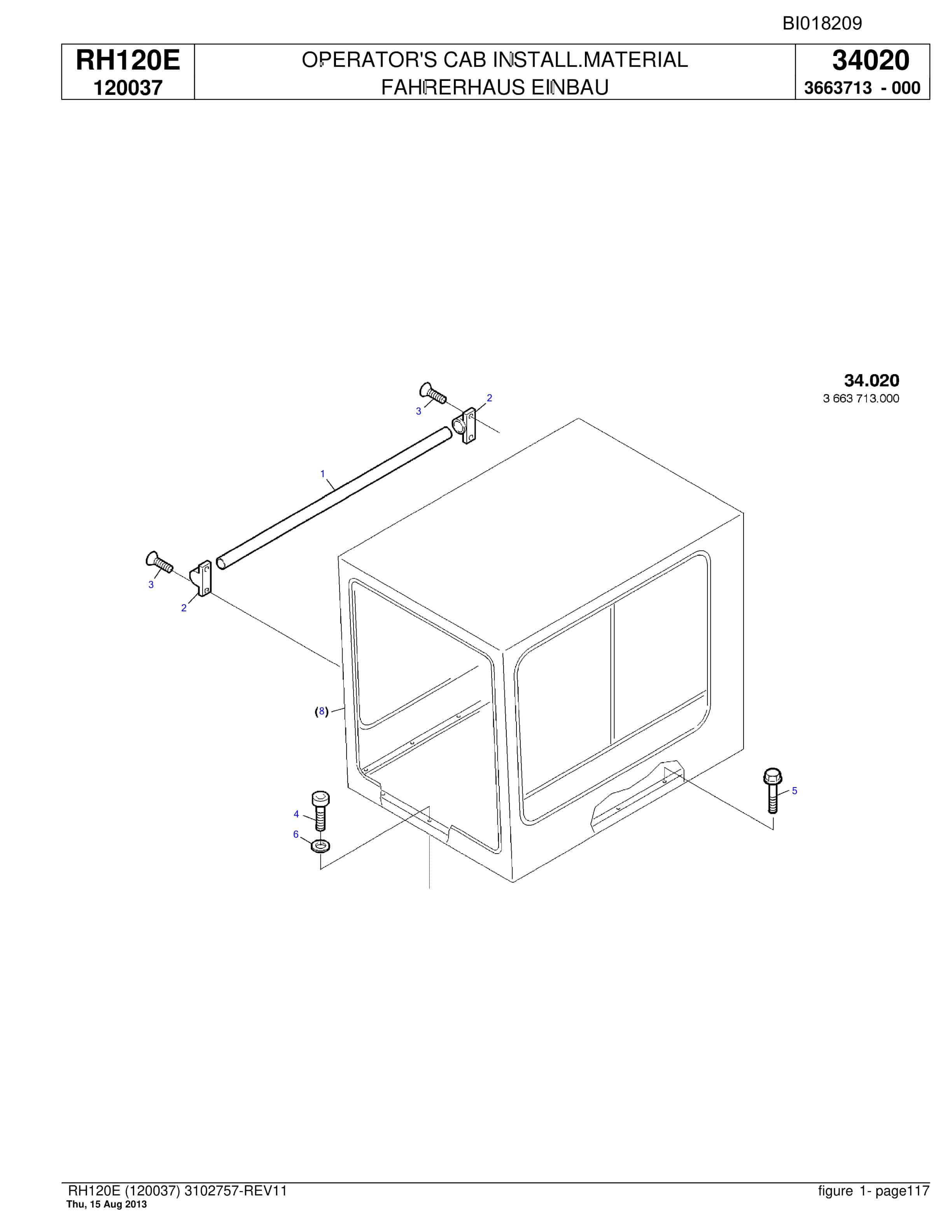 Bucyrus RH120E Hydraulic Excavator Parts Catalog BI018209-5