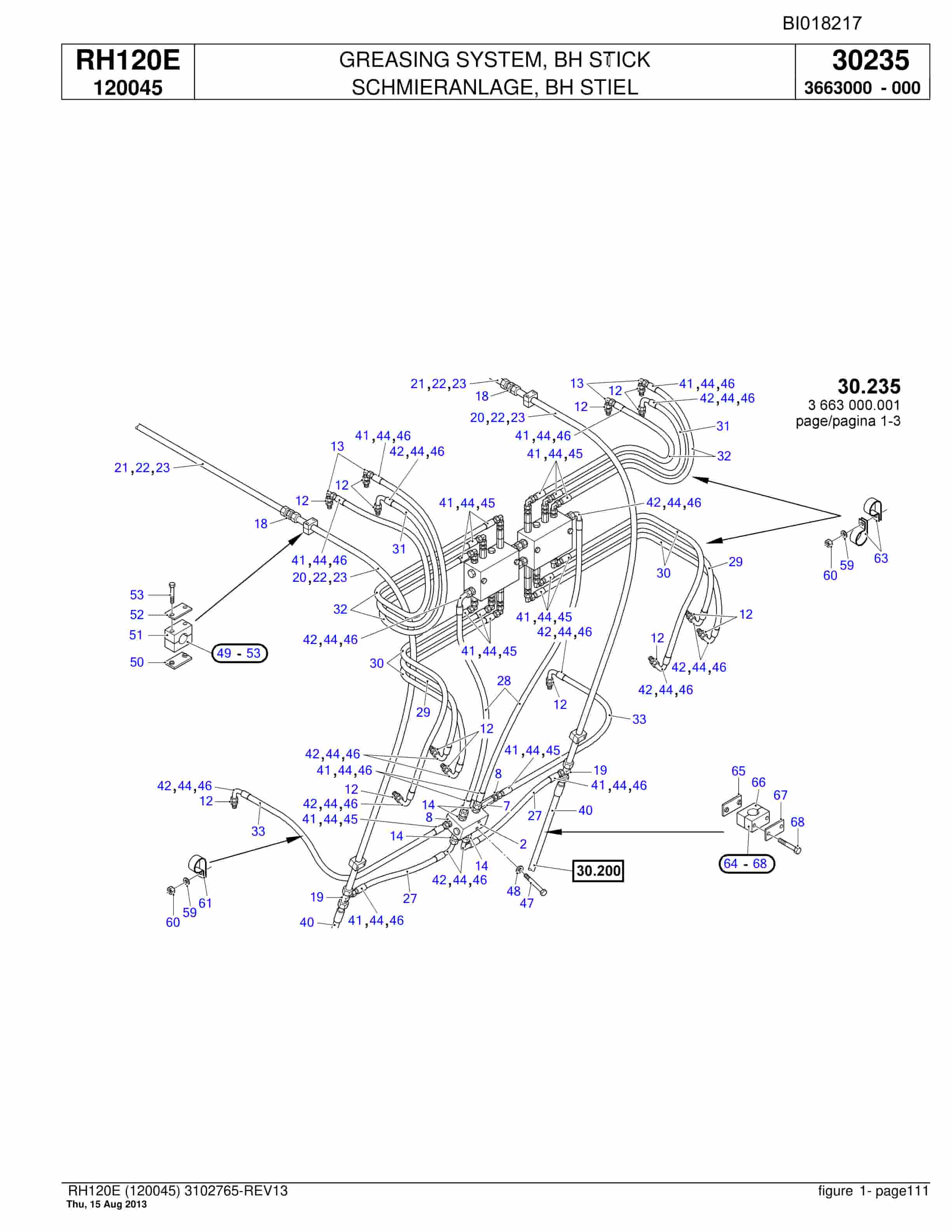 Bucyrus RH120E Hydraulic Excavator Parts Catalog BI018217-4