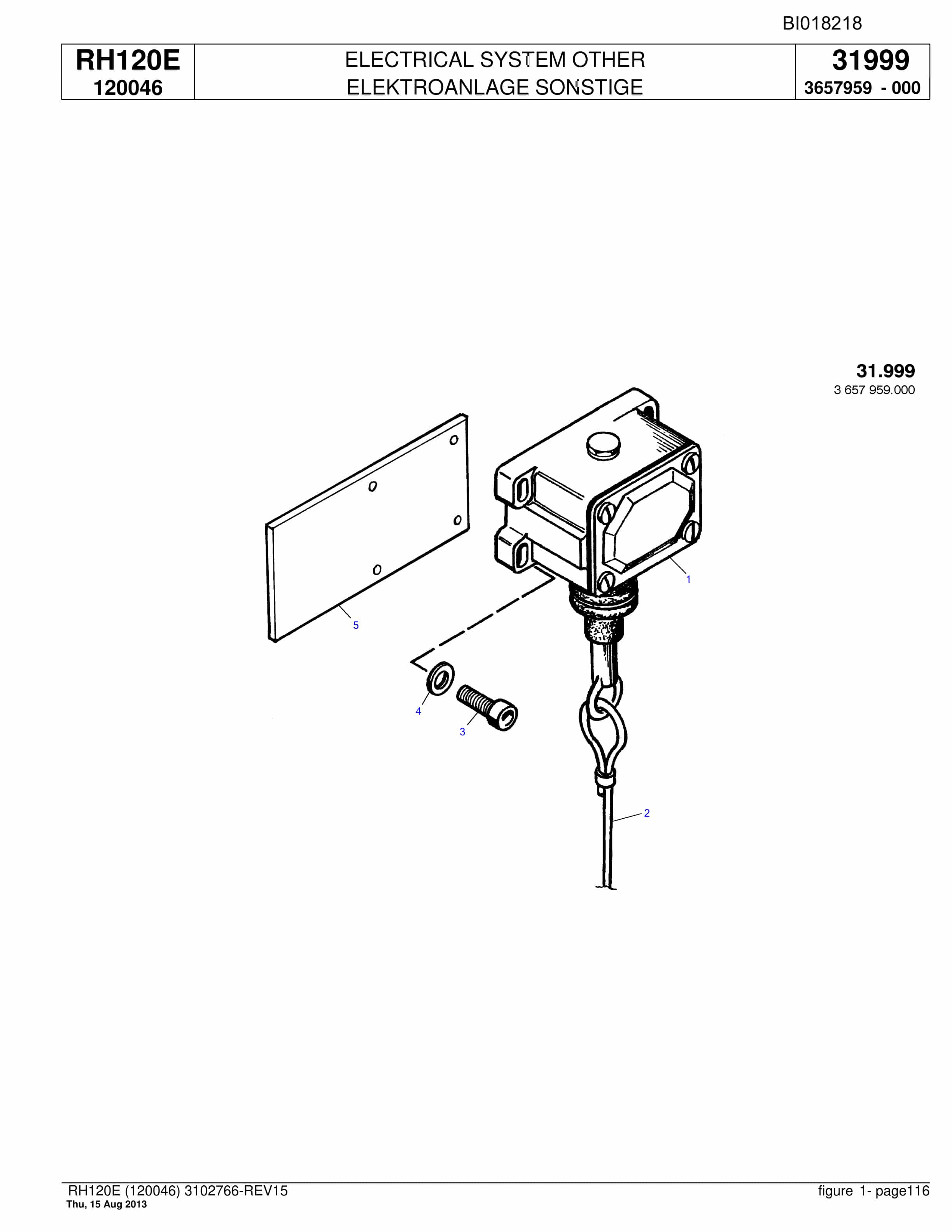 Bucyrus RH120E Hydraulic Excavator Parts Catalog BI018218-5