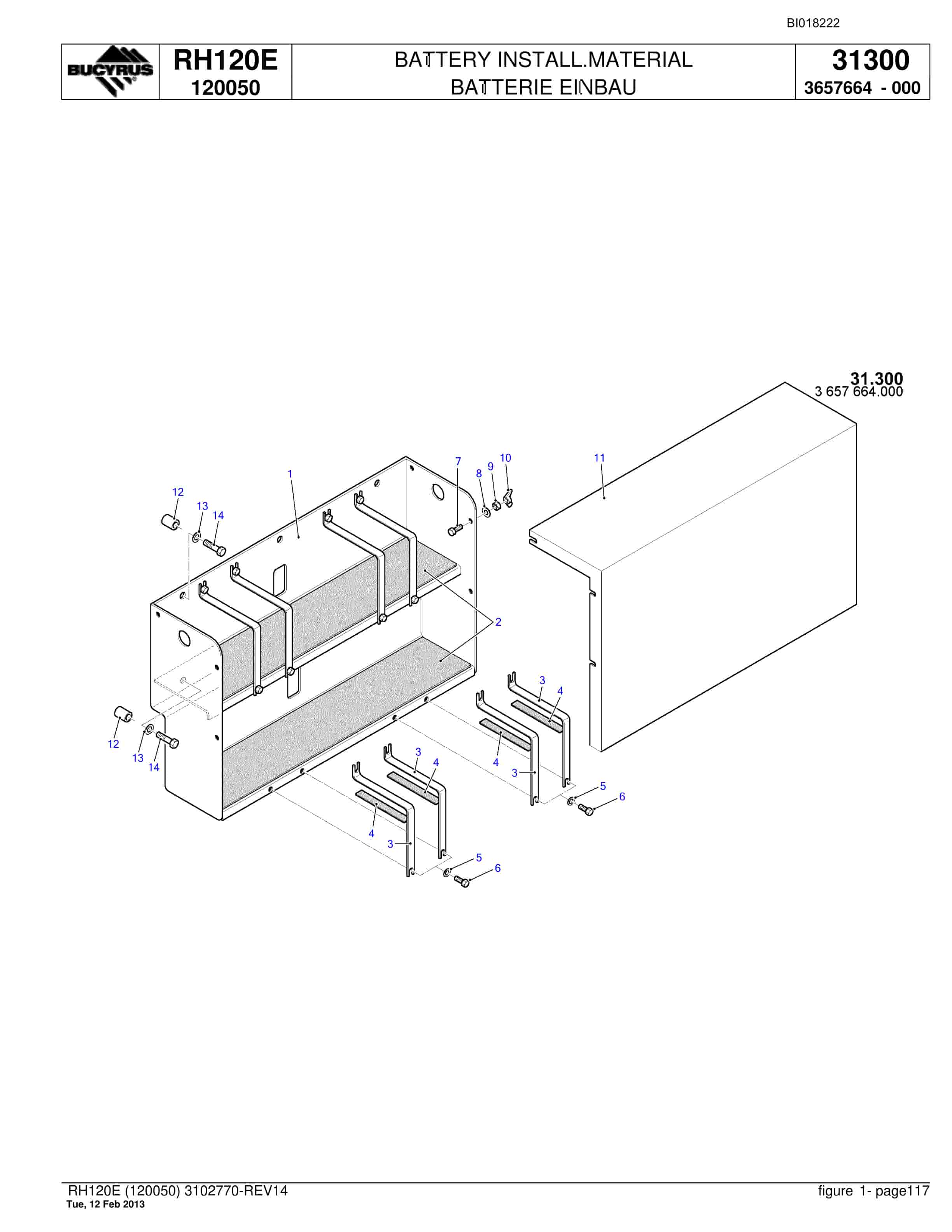 Bucyrus RH120E Hydraulic Excavator Parts Catalog BI018222-5