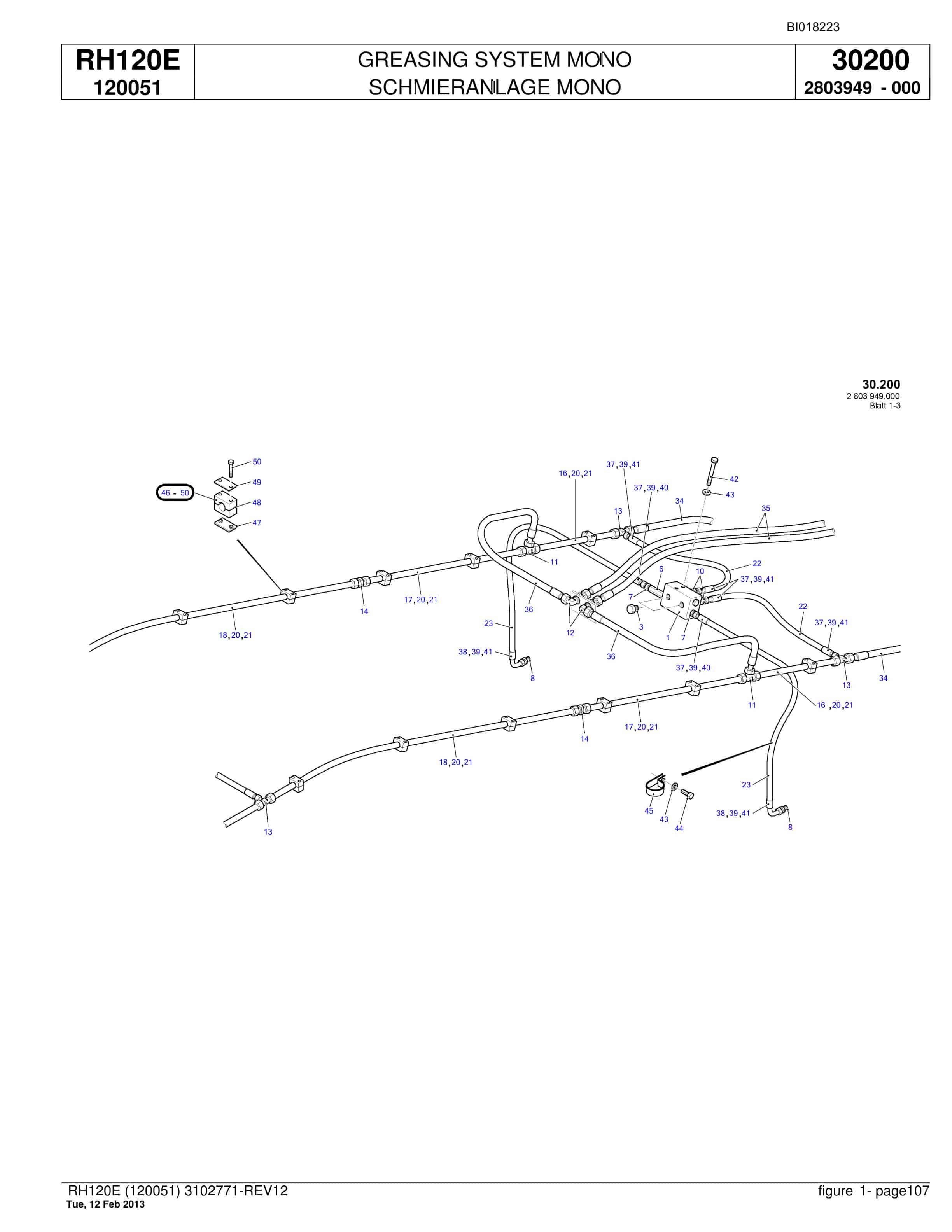 Bucyrus RH120E Hydraulic Excavator Parts Catalog BI018223-4