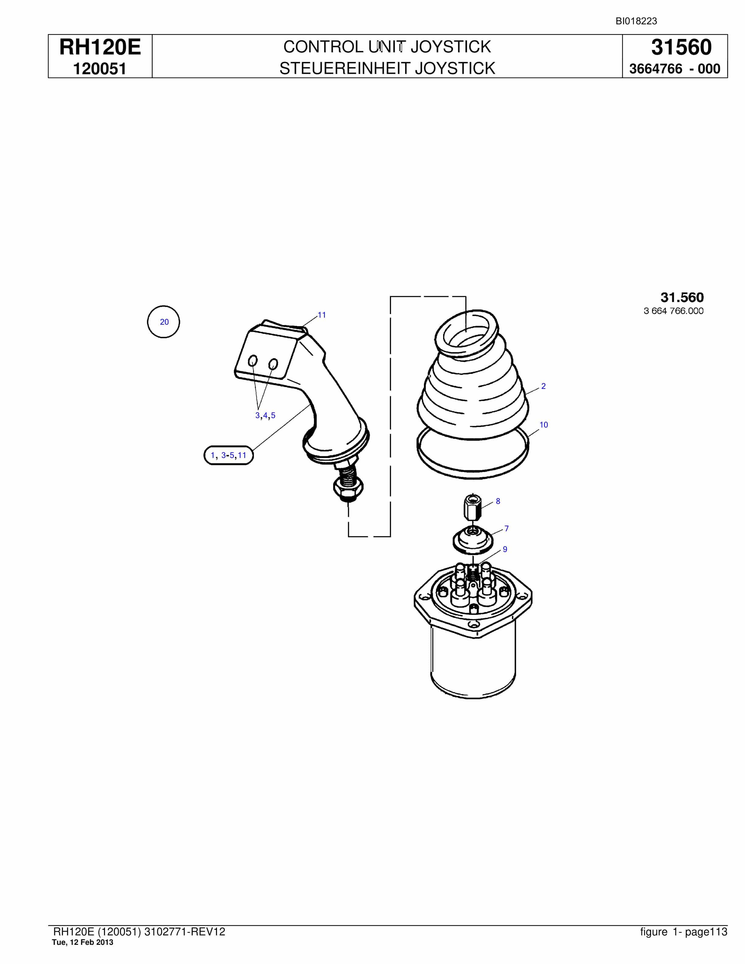 Bucyrus RH120E Hydraulic Excavator Parts Catalog BI018223-5