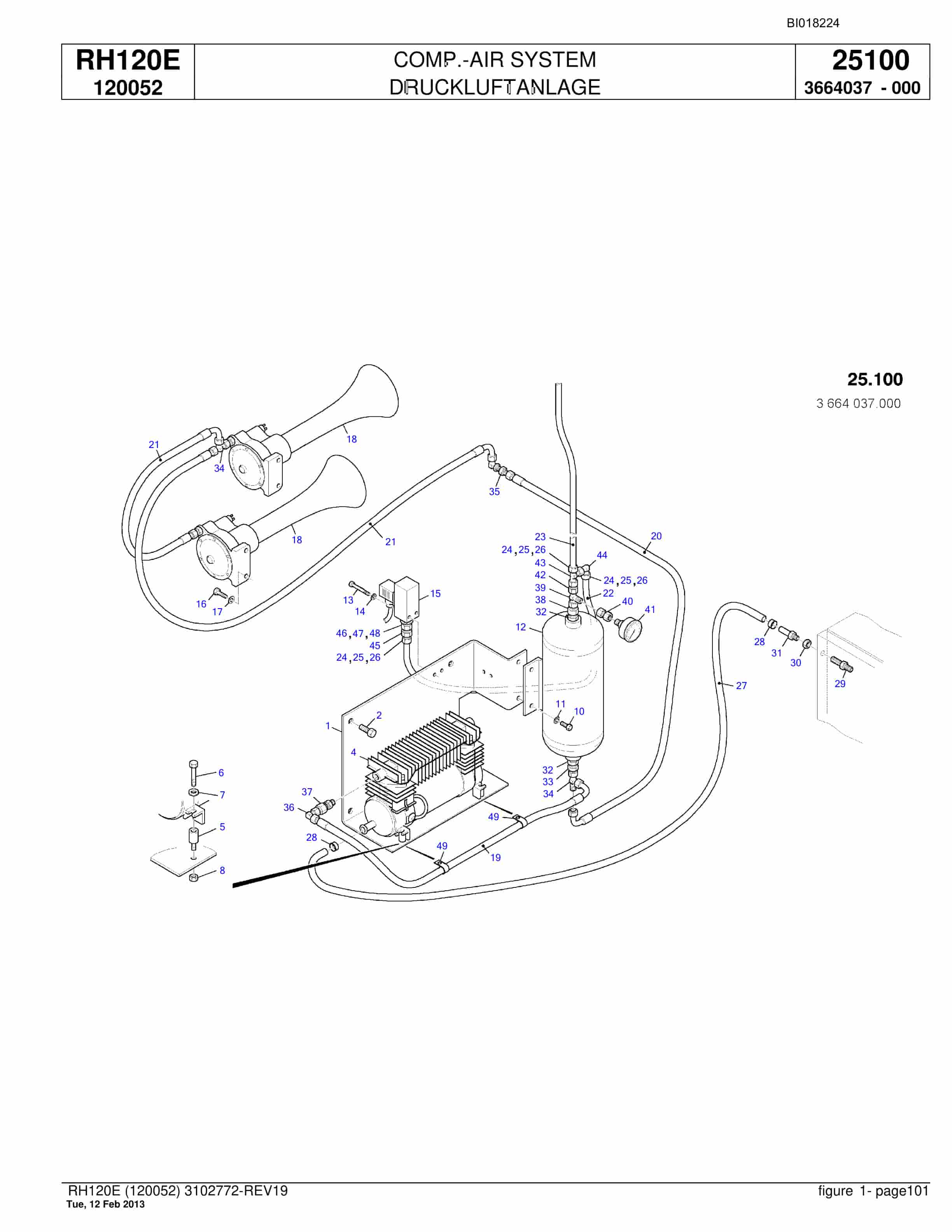Bucyrus RH120E Hydraulic Excavator Parts Catalog BI018224-3