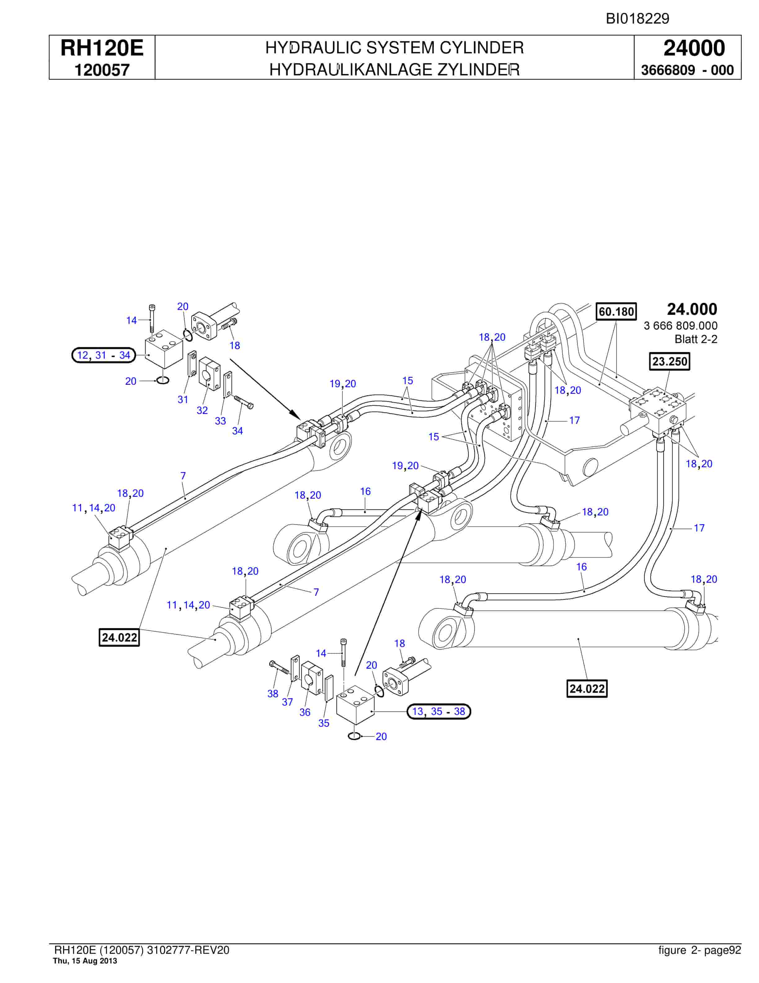 Bucyrus RH120E Hydraulic Excavator Parts Catalog BI018229-3