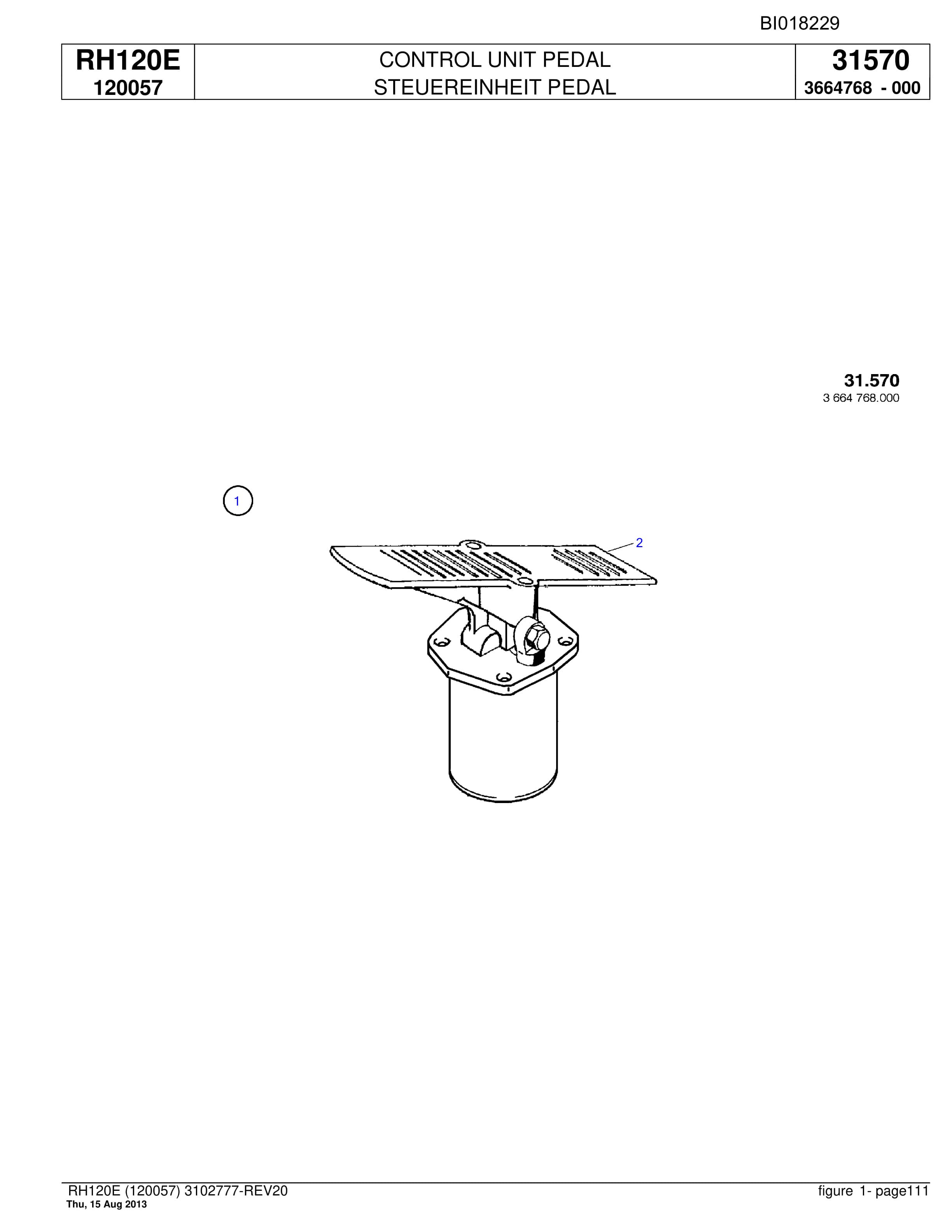 Bucyrus RH120E Hydraulic Excavator Parts Catalog BI018229-5
