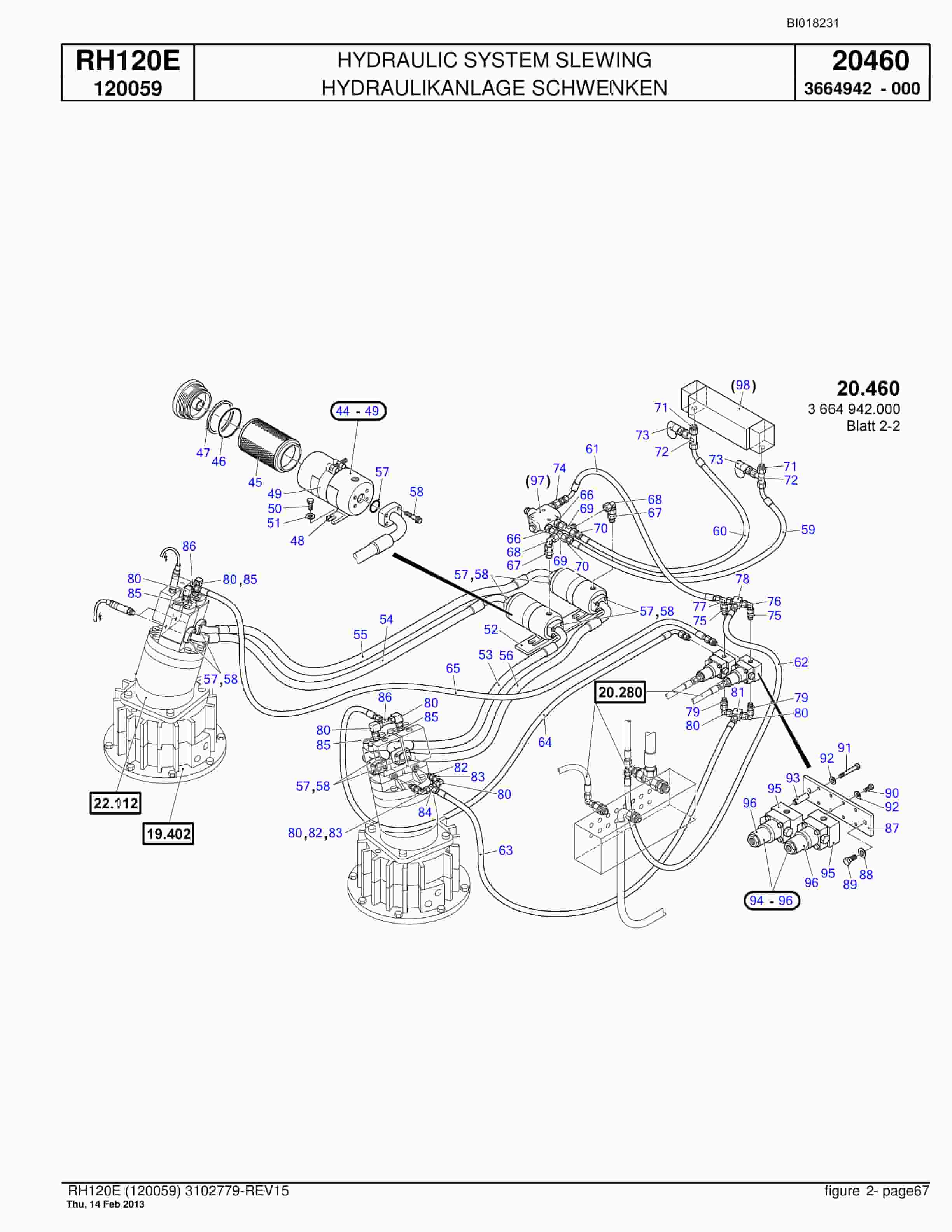 Bucyrus RH120E Hydraulic Excavator Parts Catalog BI018231-2