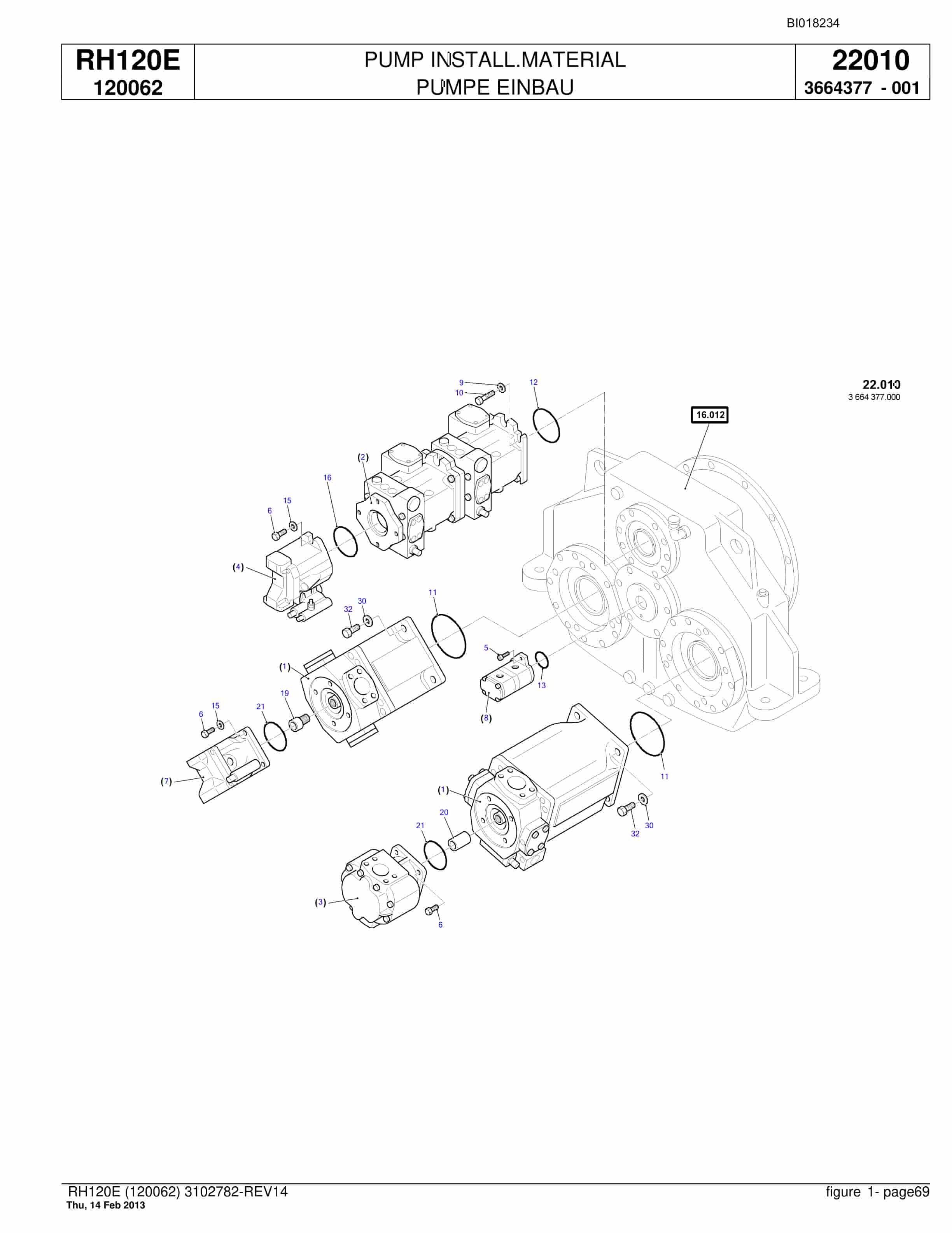 Bucyrus RH120E Hydraulic Excavator Parts Catalog BI018234-2