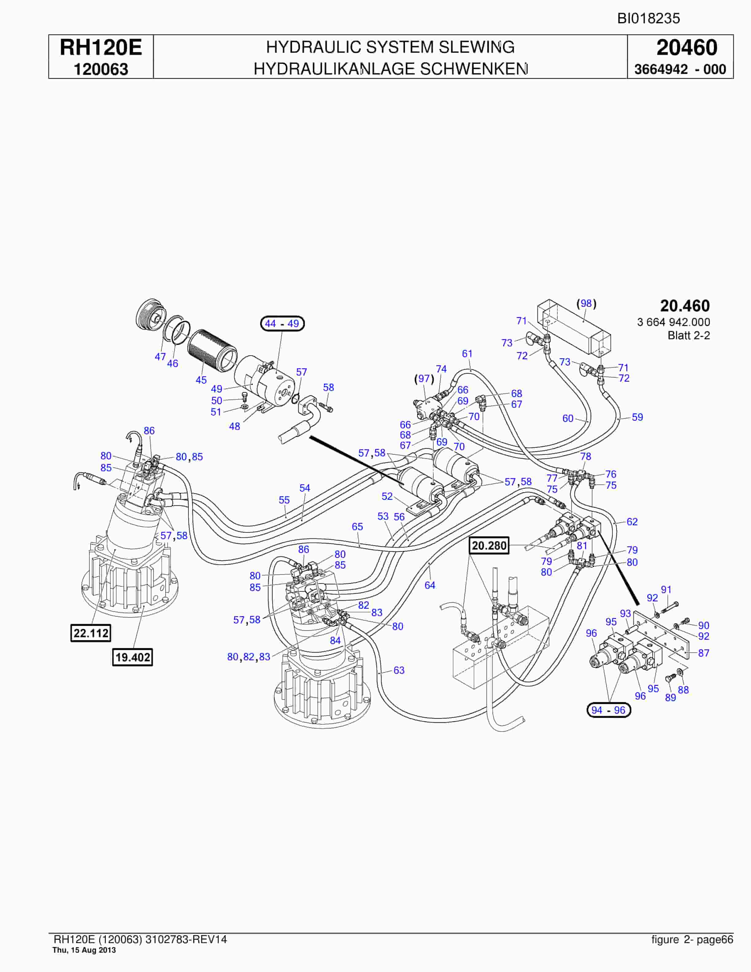 Bucyrus RH120E Hydraulic Excavator Parts Catalog BI018235-2