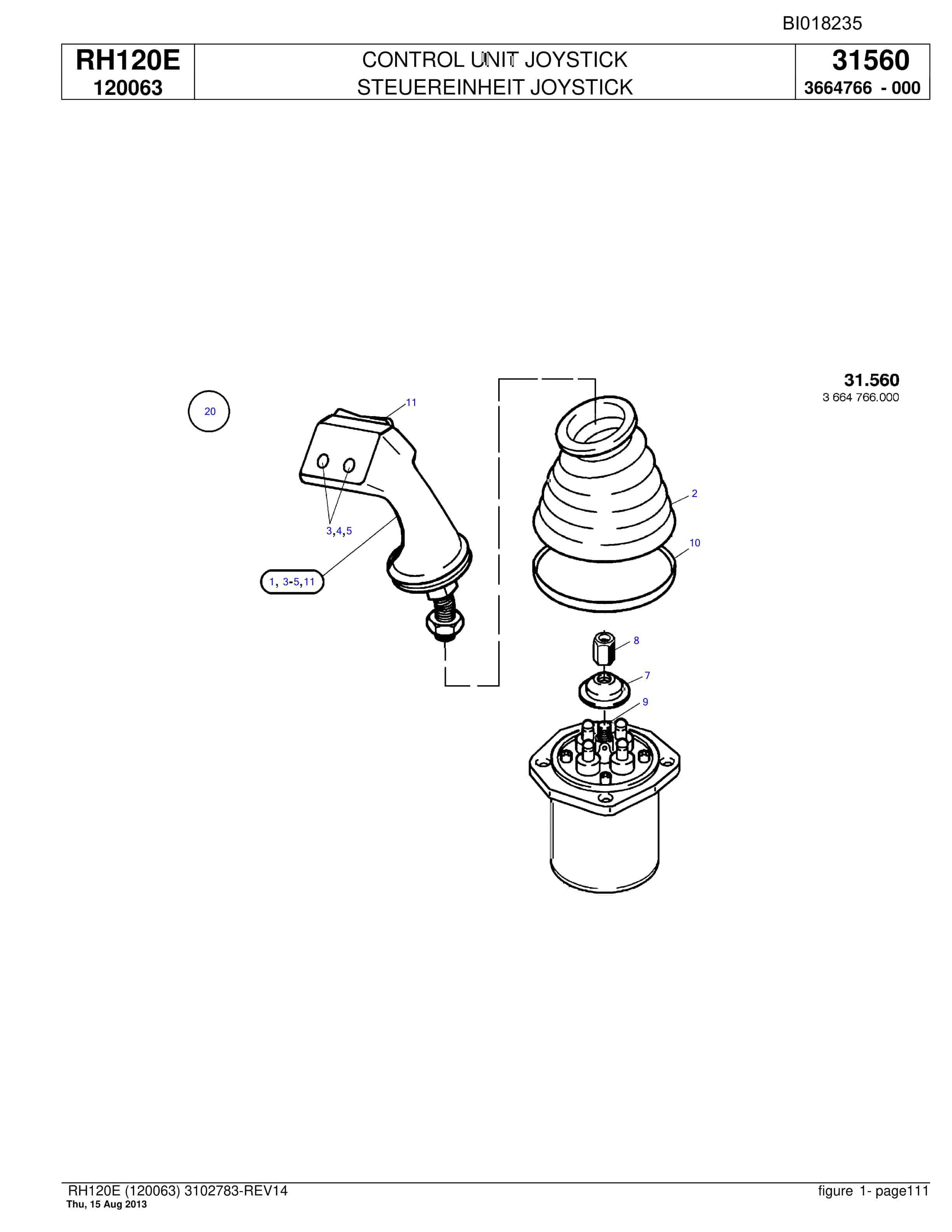 Bucyrus RH120E Hydraulic Excavator Parts Catalog BI018235-5