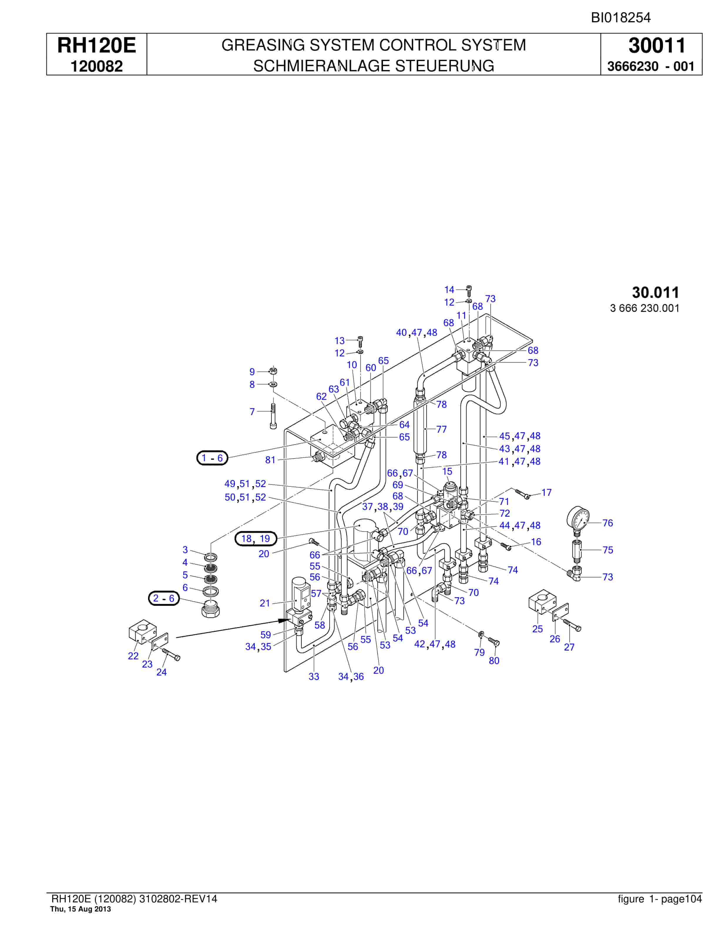 Bucyrus RH120E Hydraulic Excavator Parts Catalog BI018254-4