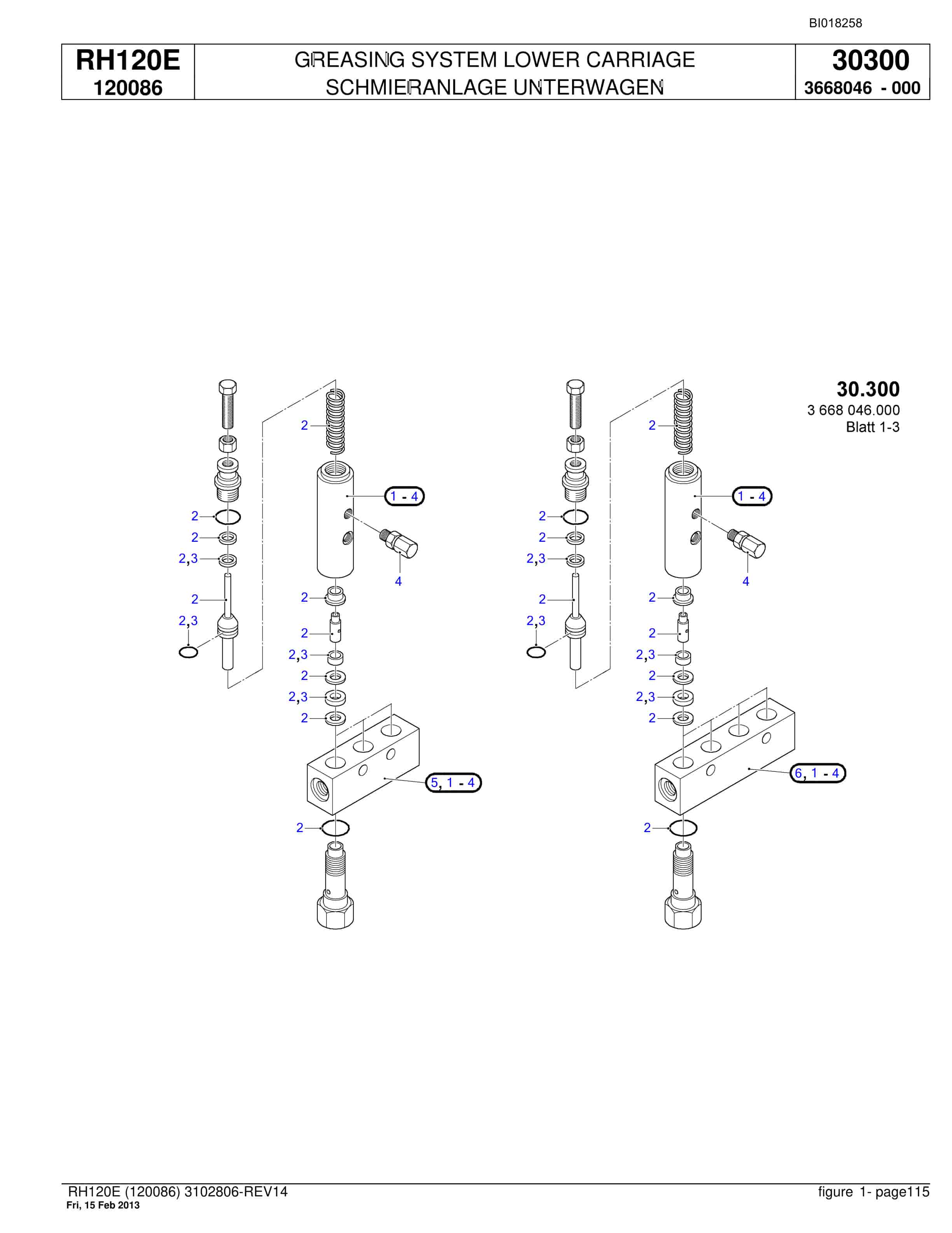 Bucyrus RH120E Hydraulic Excavator Parts Catalog BI018258-4