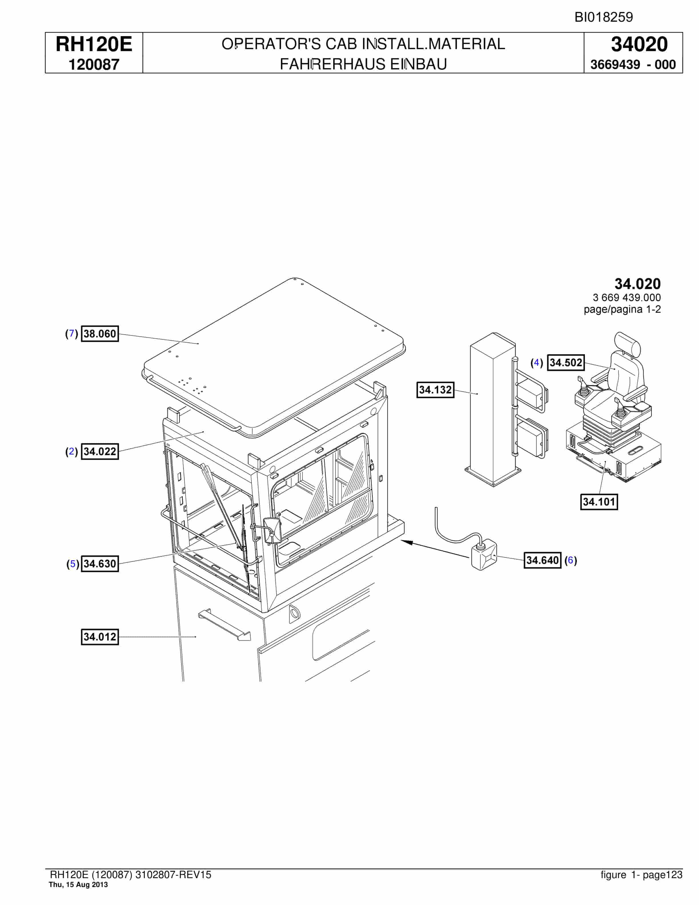 Bucyrus RH120E Hydraulic Excavator Parts Catalog BI018259-5
