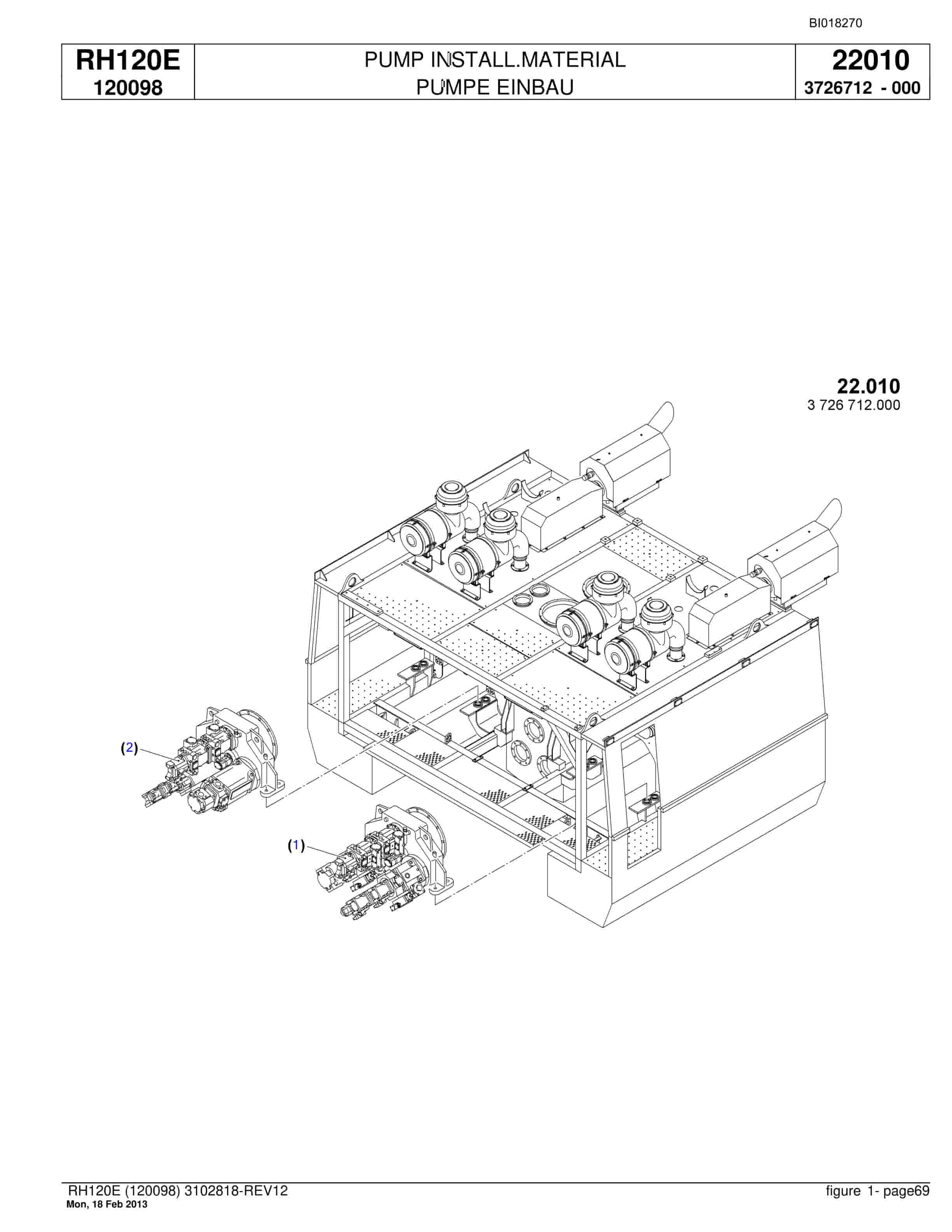 Bucyrus RH120E Hydraulic Excavator Parts Catalog BI018270-2