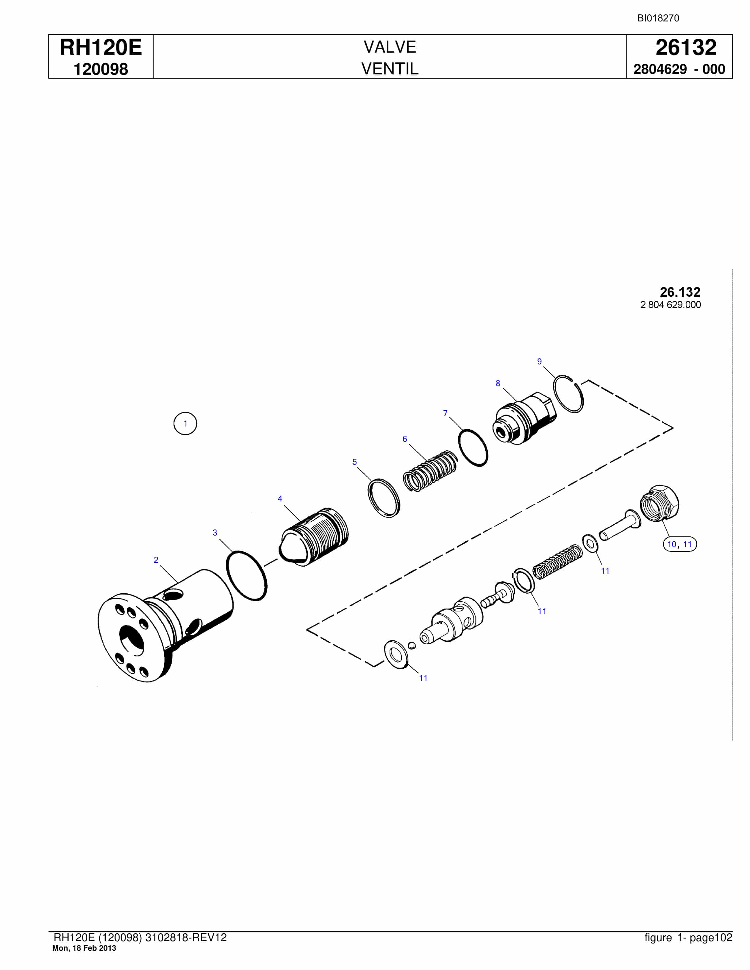 Bucyrus RH120E Hydraulic Excavator Parts Catalog BI018270-3