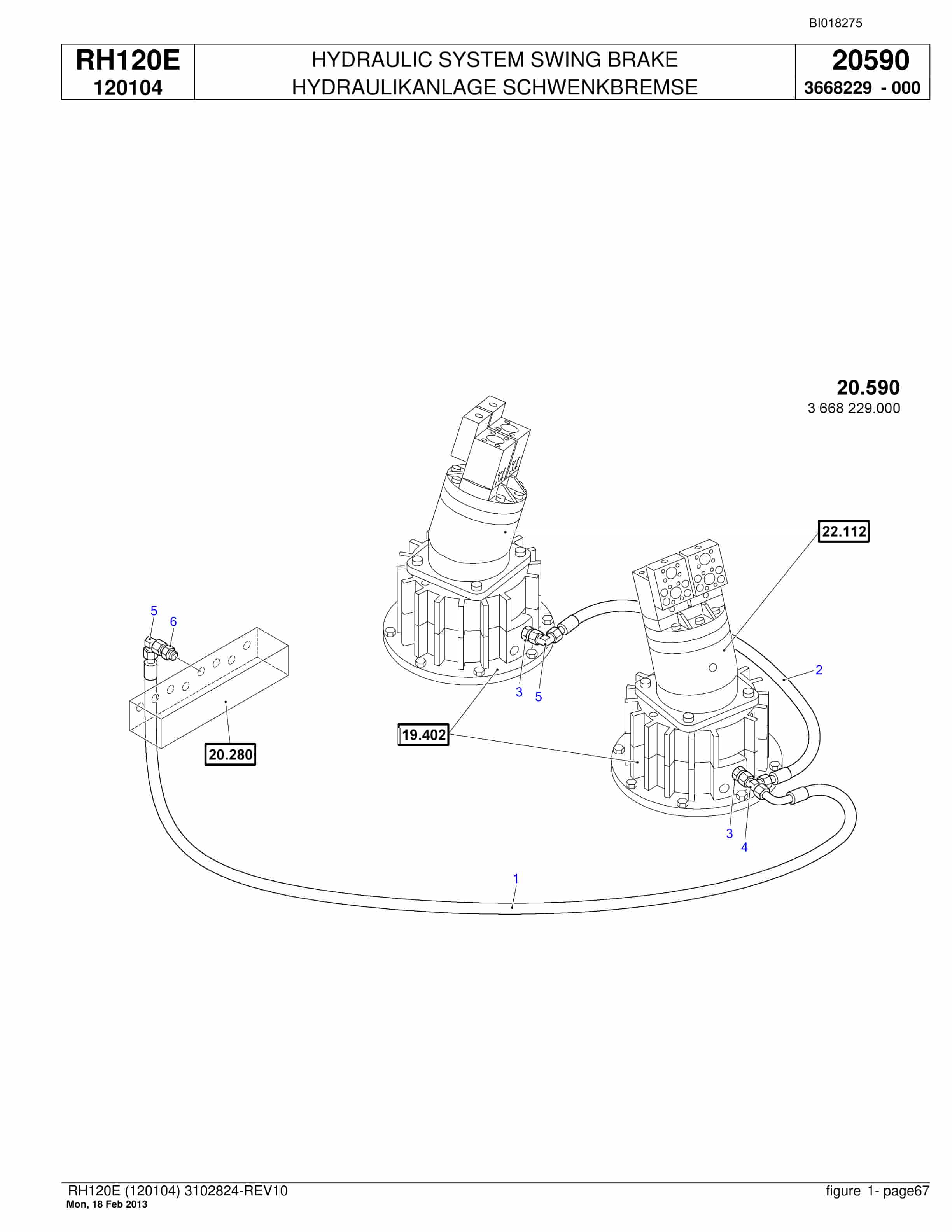 Bucyrus RH120E Hydraulic Excavator Parts Catalog BI018275-2