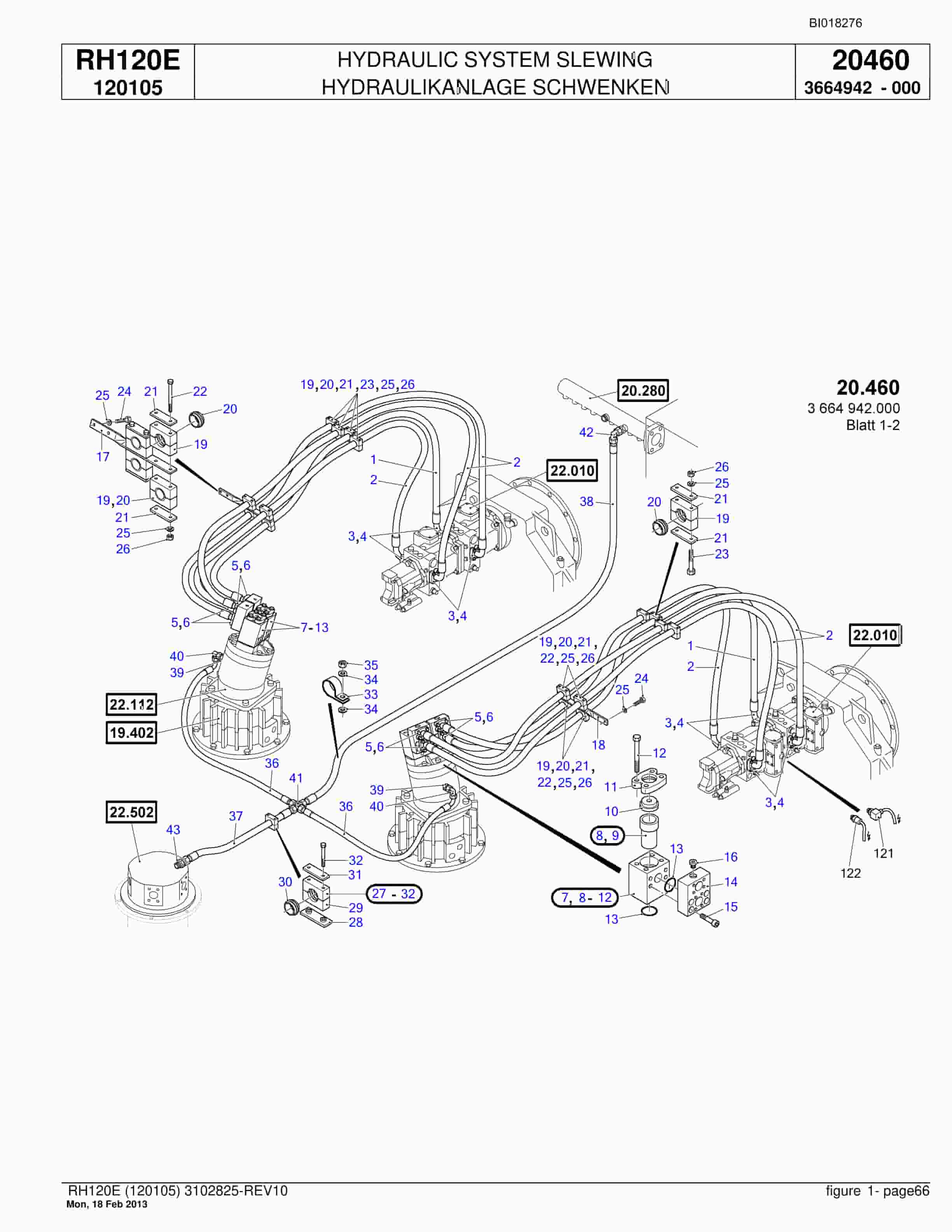 Bucyrus RH120E Hydraulic Excavator Parts Catalog BI018276-2