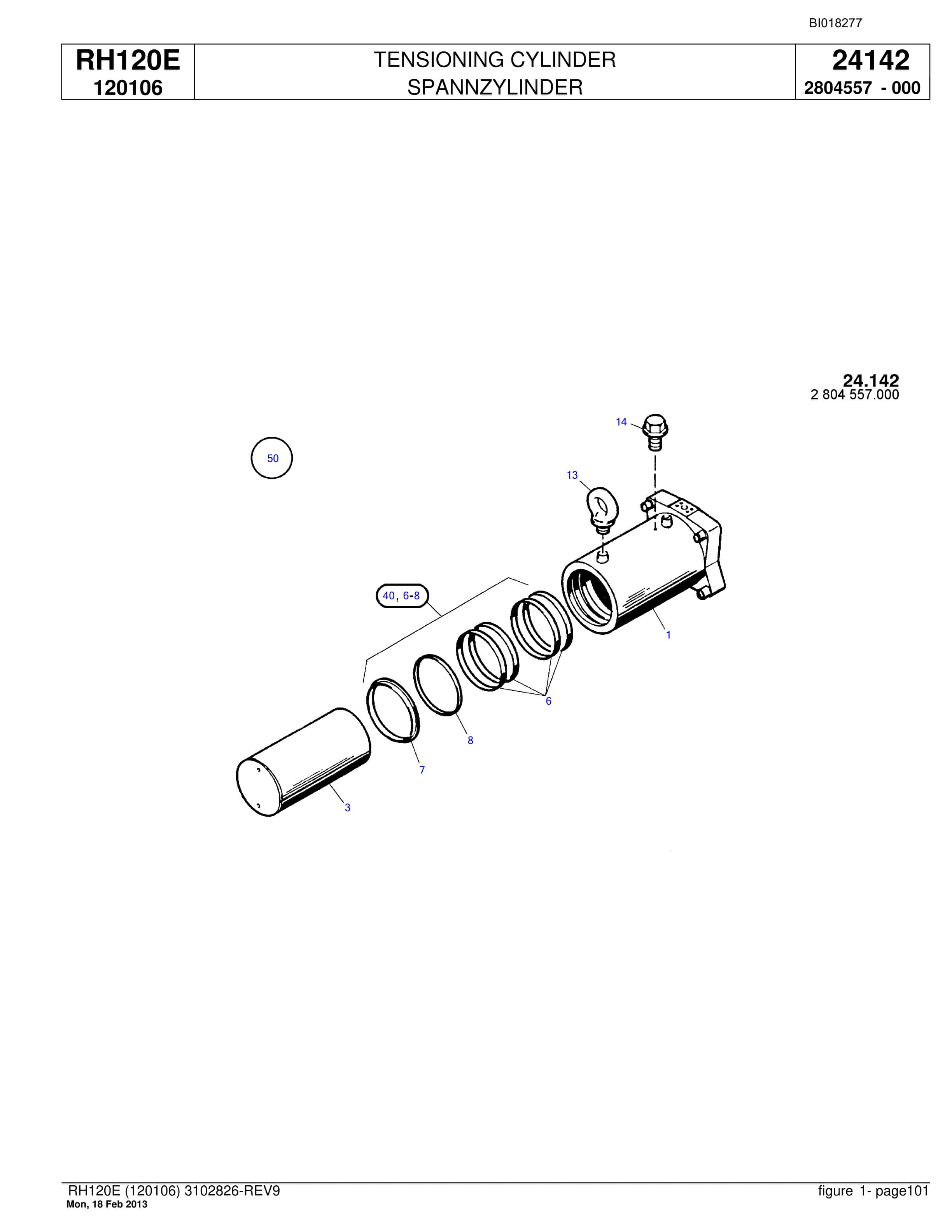 Bucyrus RH120E Hydraulic Excavator Parts Catalog BI018277-3