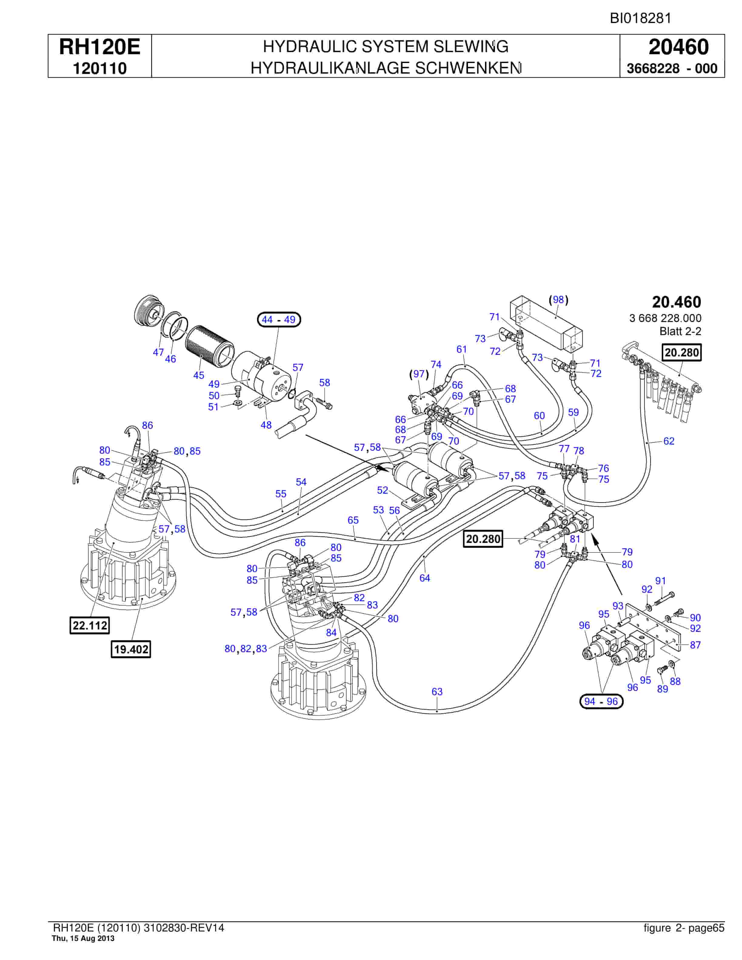 Bucyrus RH120E Hydraulic Excavator Parts Catalog BI018281-2
