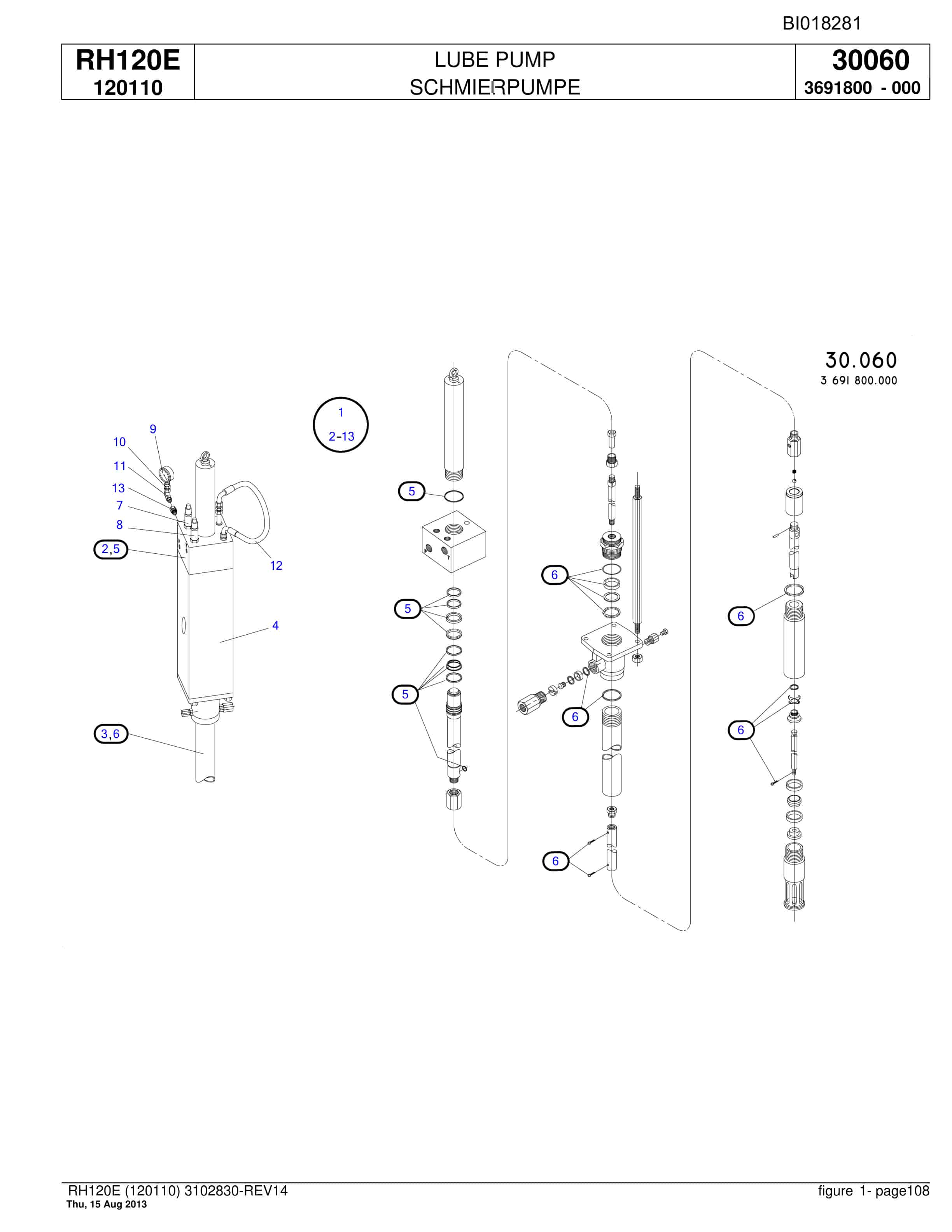 Bucyrus RH120E Hydraulic Excavator Parts Catalog BI018281-4