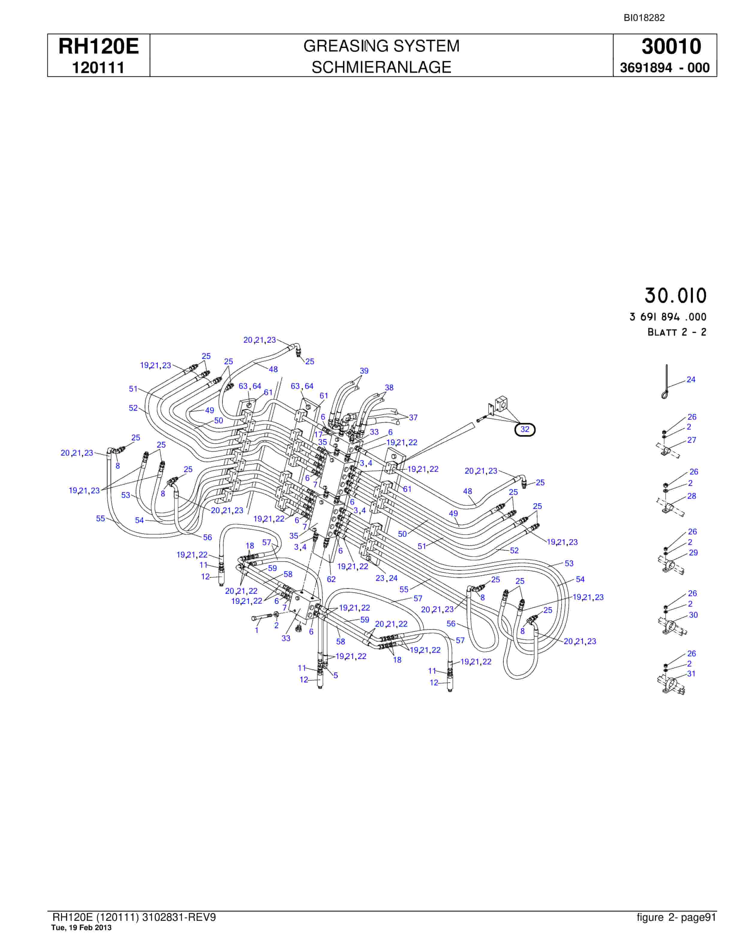 Bucyrus RH120E Hydraulic Excavator Parts Catalog BI018282-3