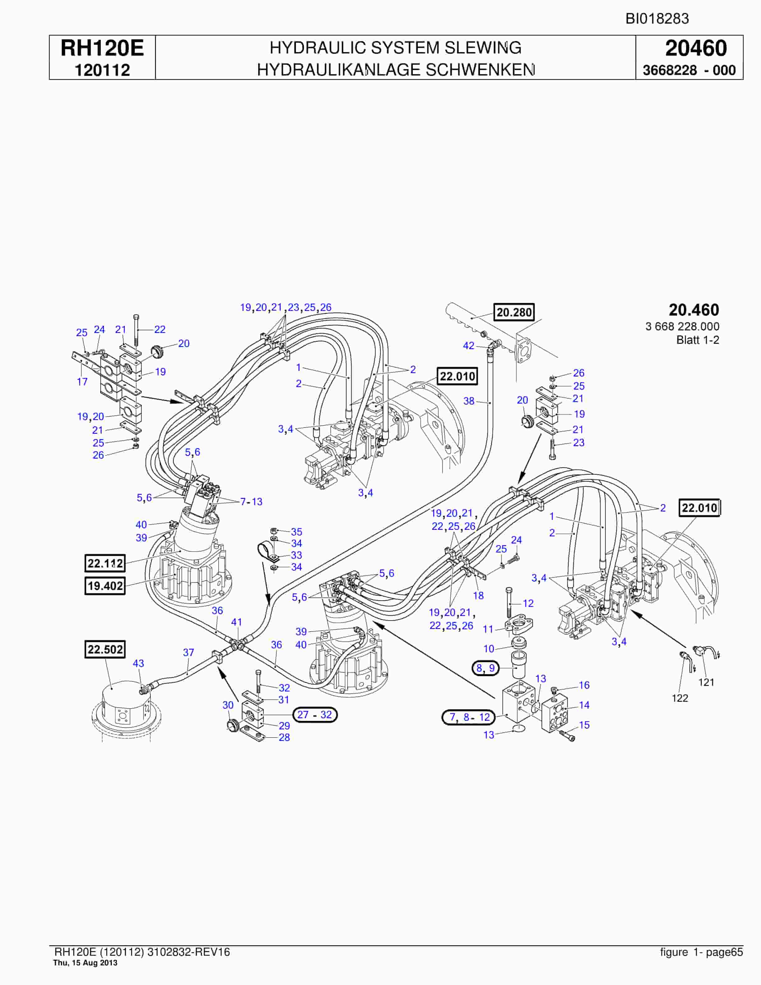 Bucyrus RH120E Hydraulic Excavator Parts Catalog BI018283-2