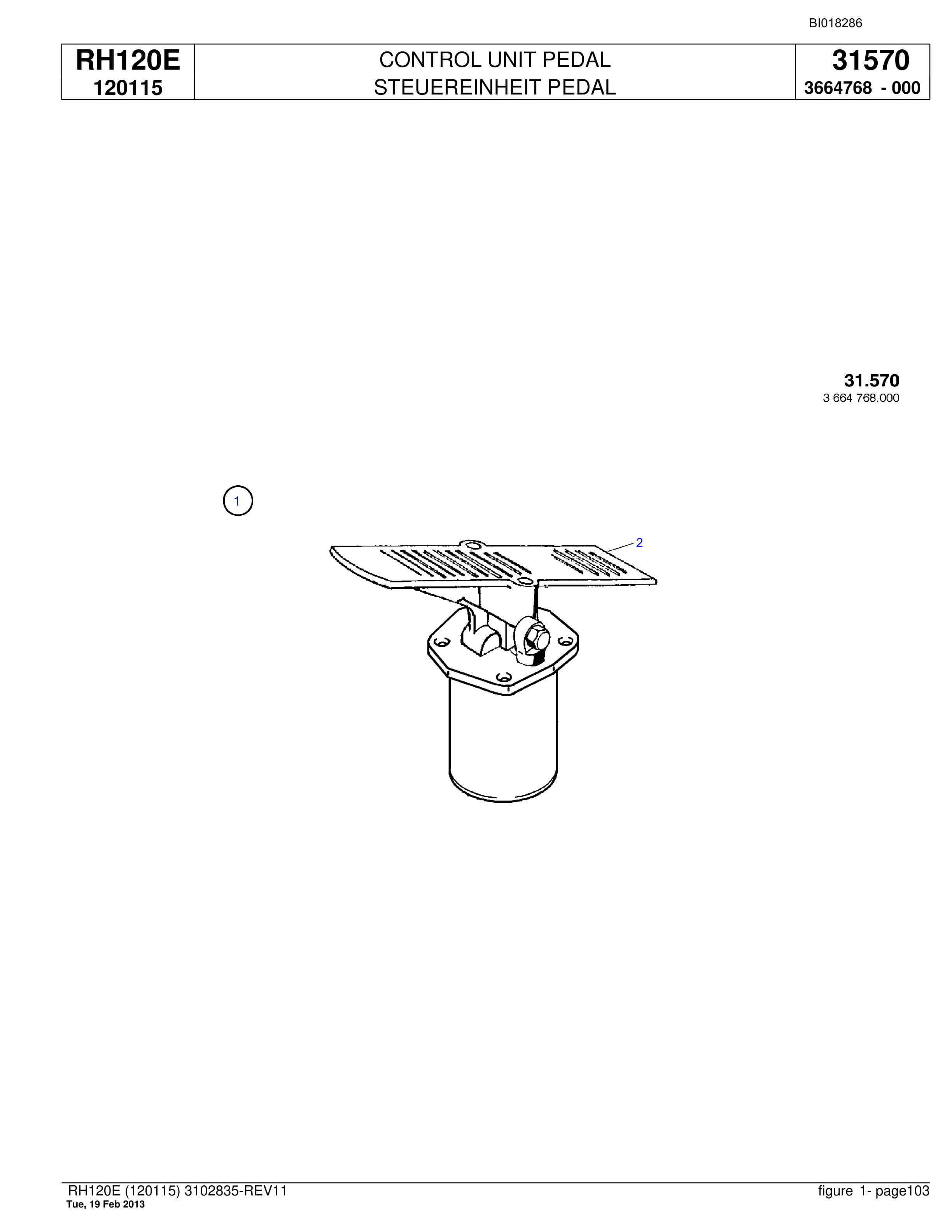 Bucyrus RH120E Hydraulic Excavator Parts Catalog BI018286-4