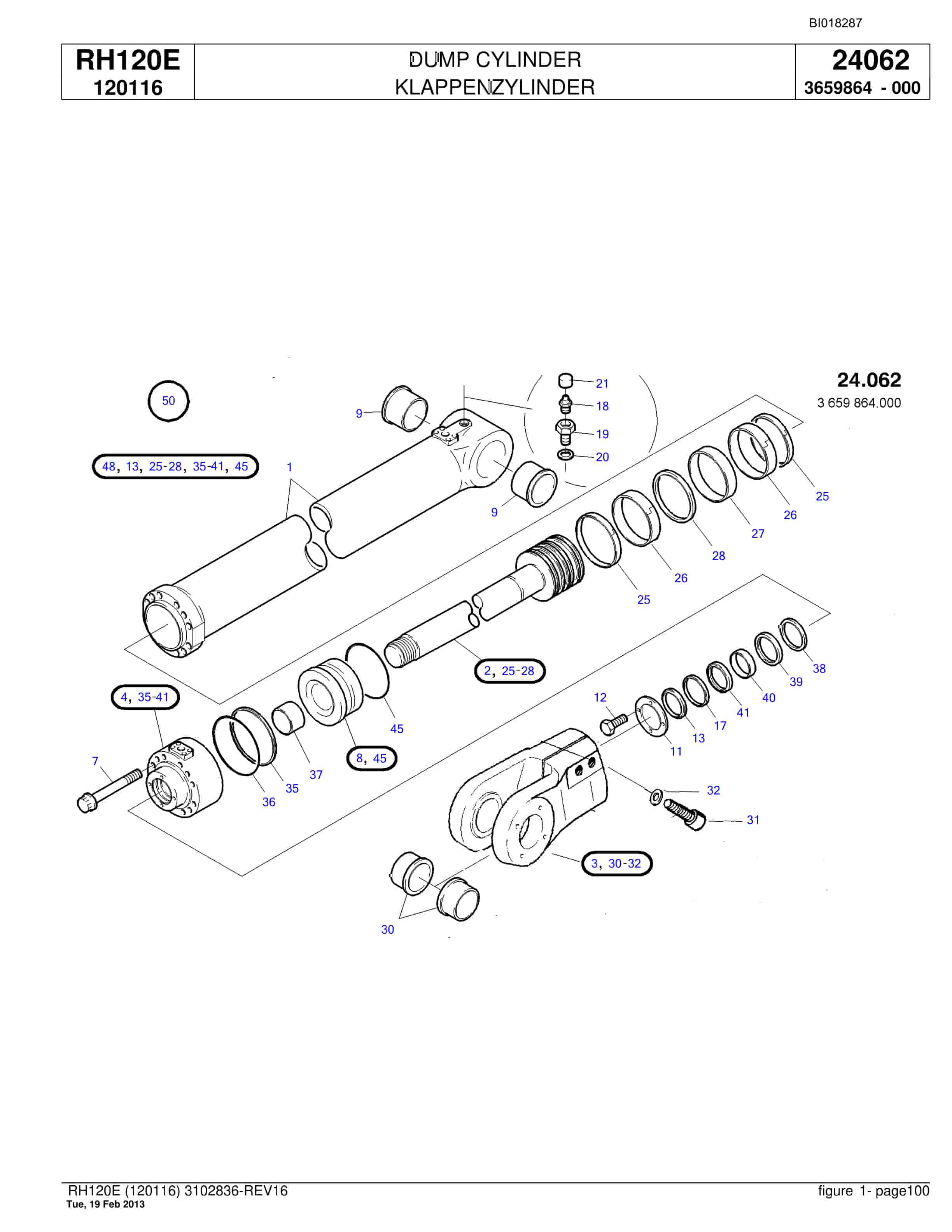 Bucyrus RH120E Hydraulic Excavator Parts Catalog BI018287-3