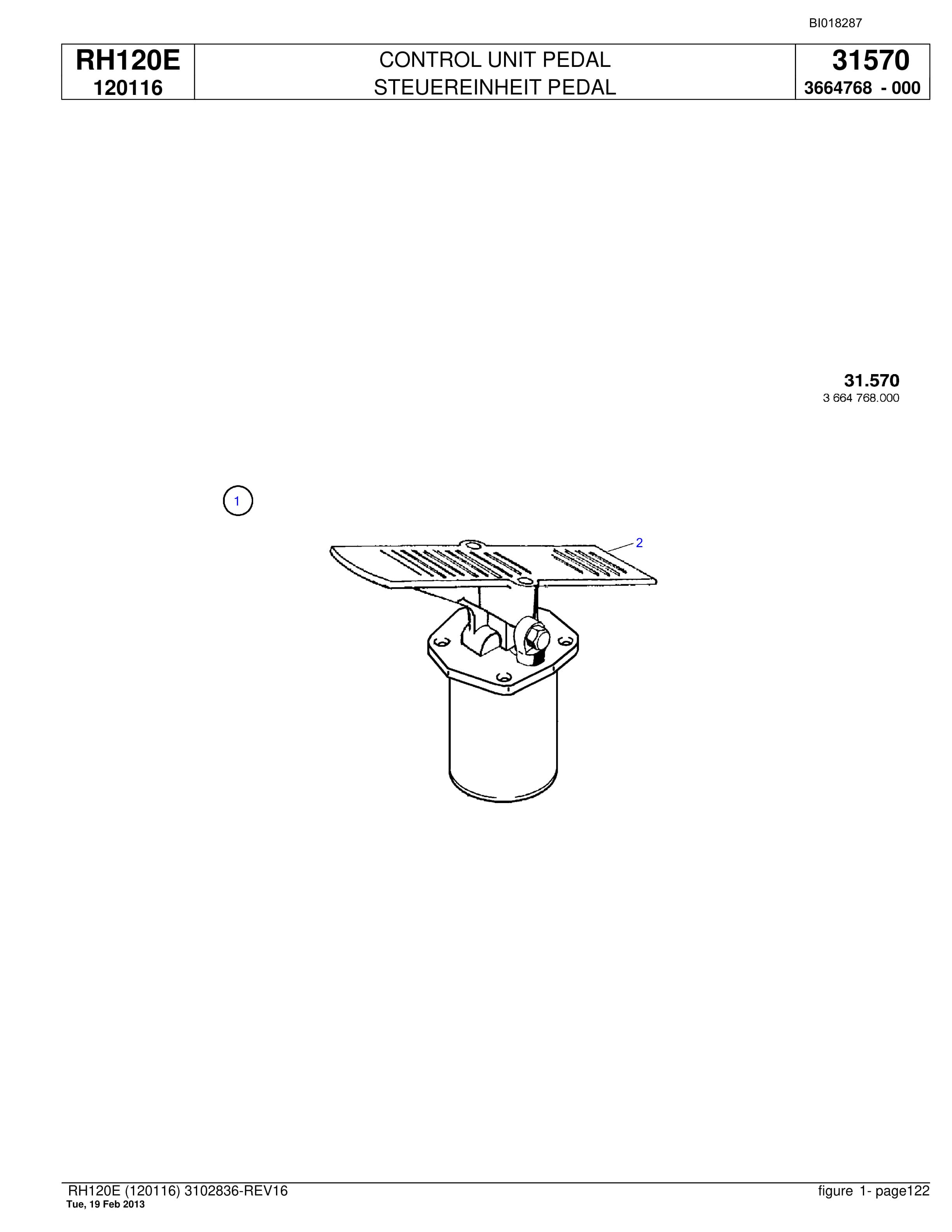 Bucyrus RH120E Hydraulic Excavator Parts Catalog BI018287-5