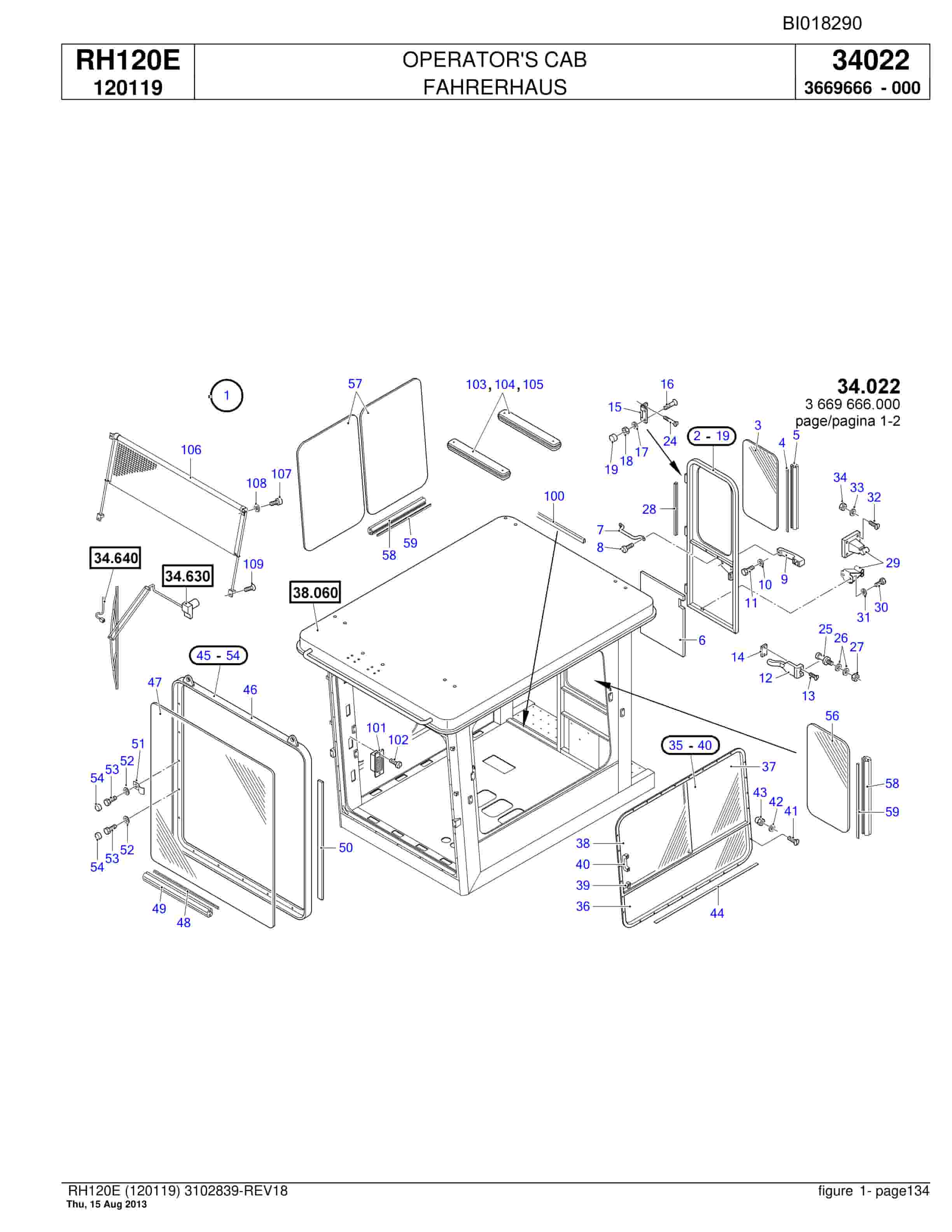 Bucyrus RH120E Hydraulic Excavator Parts Catalog BI018290-5
