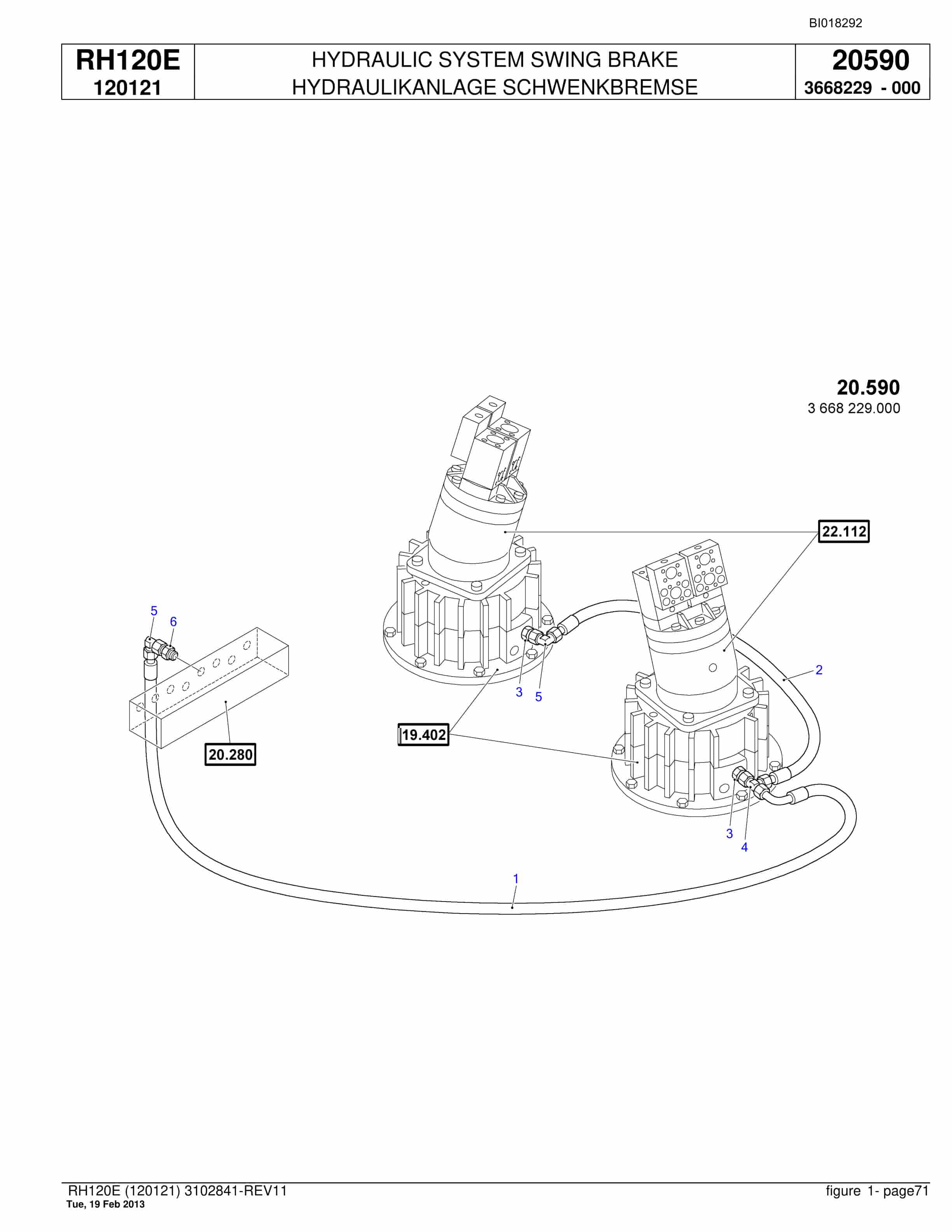 Bucyrus RH120E Hydraulic Excavator Parts Catalog BI018292-2