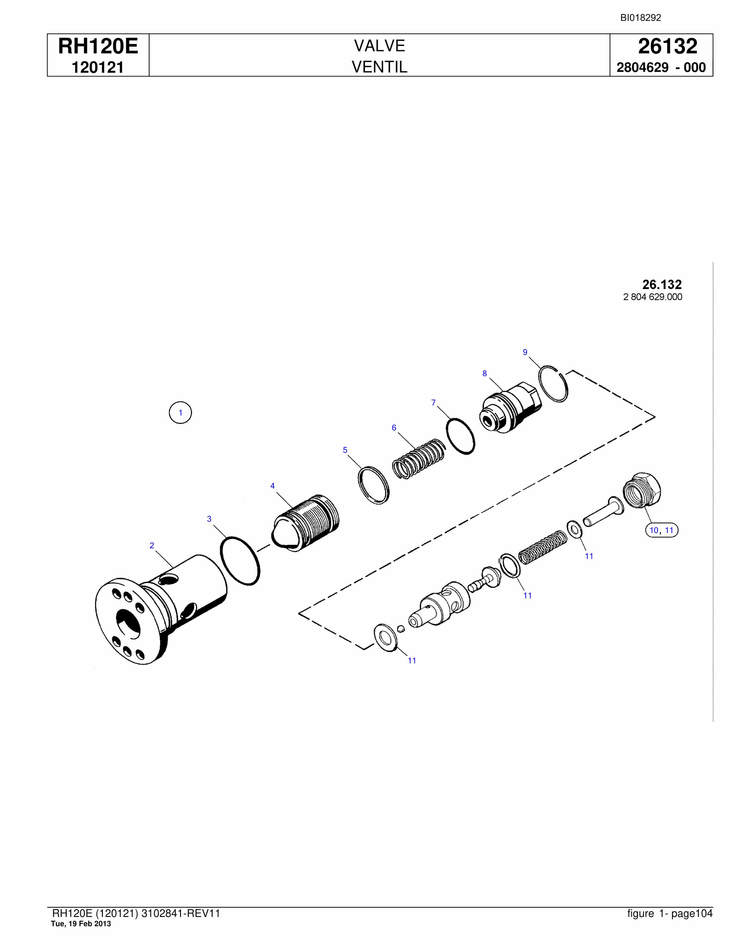 Bucyrus RH120E Hydraulic Excavator Parts Catalog BI018292-3
