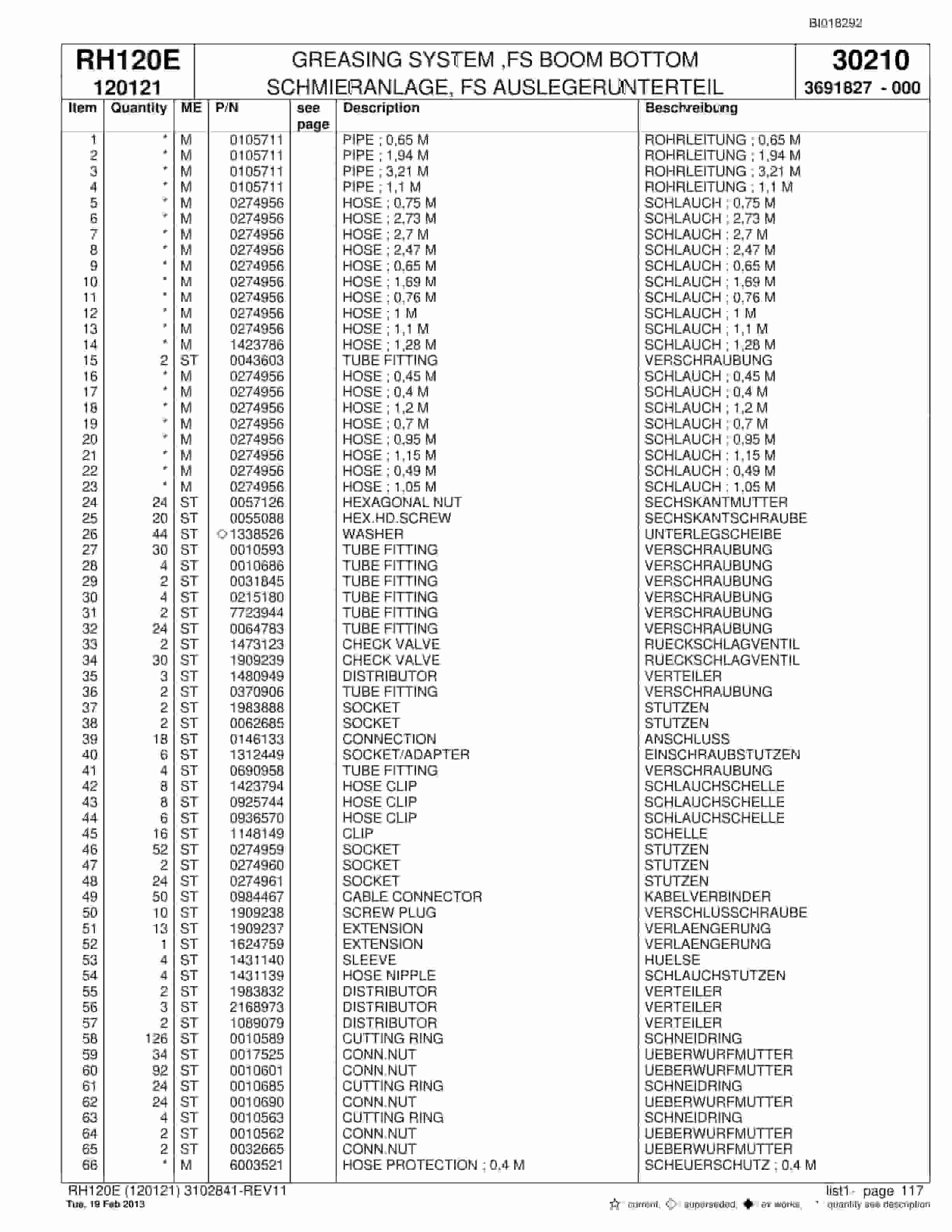 Bucyrus RH120E Hydraulic Excavator Parts Catalog BI018292-4