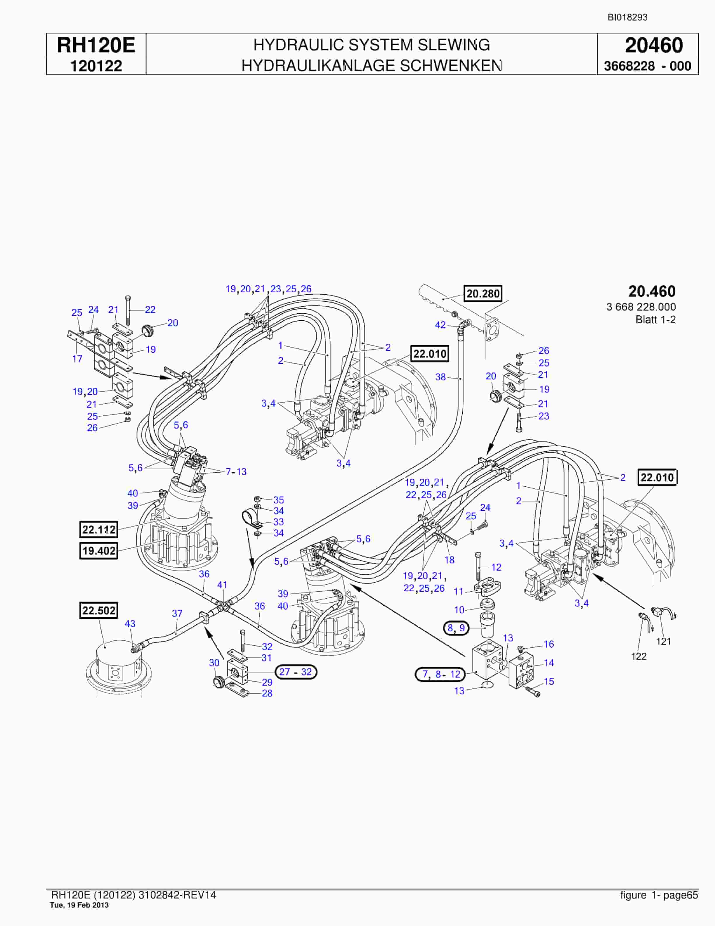 Bucyrus RH120E Hydraulic Excavator Parts Catalog BI018293-2