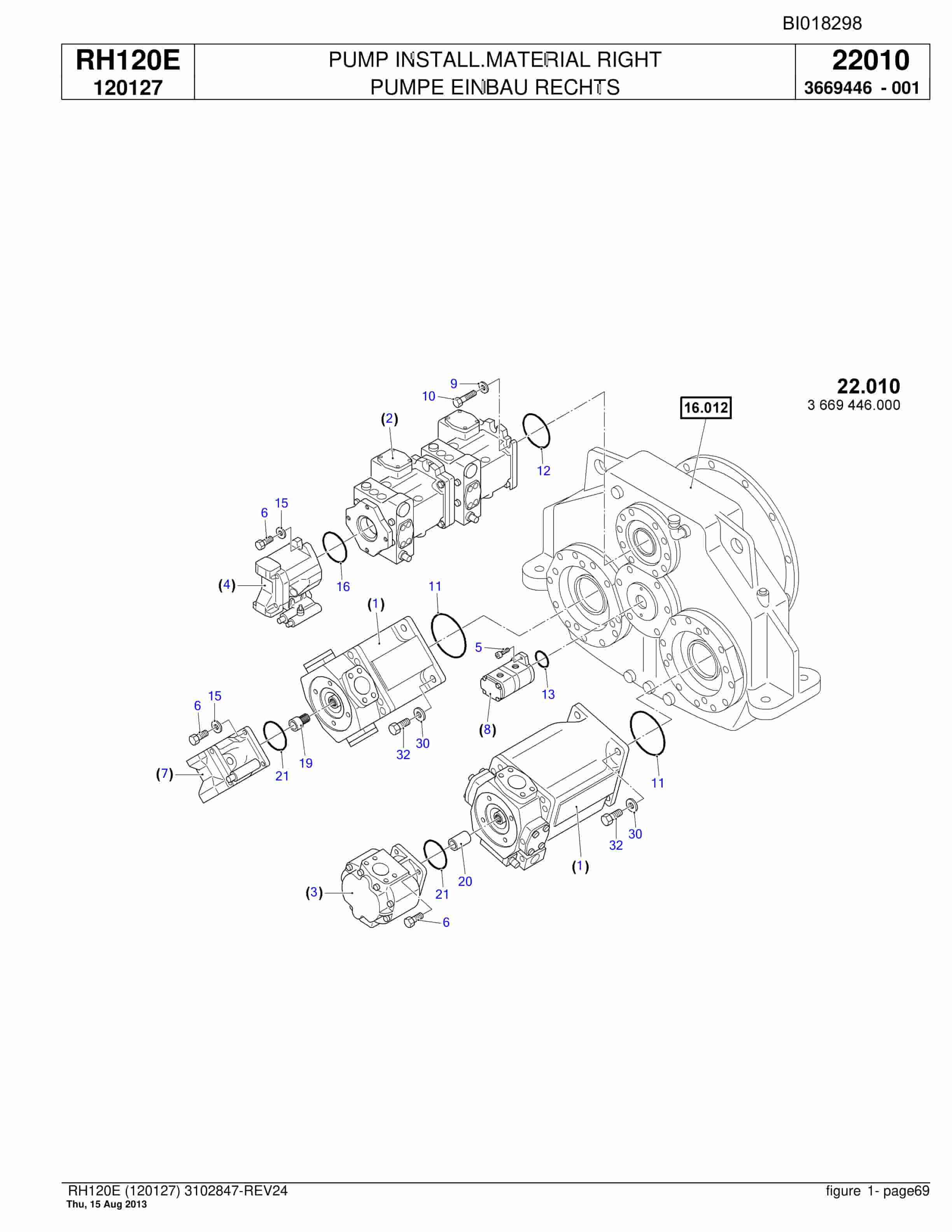 Bucyrus RH120E Hydraulic Excavator Parts Catalog BI018298-2