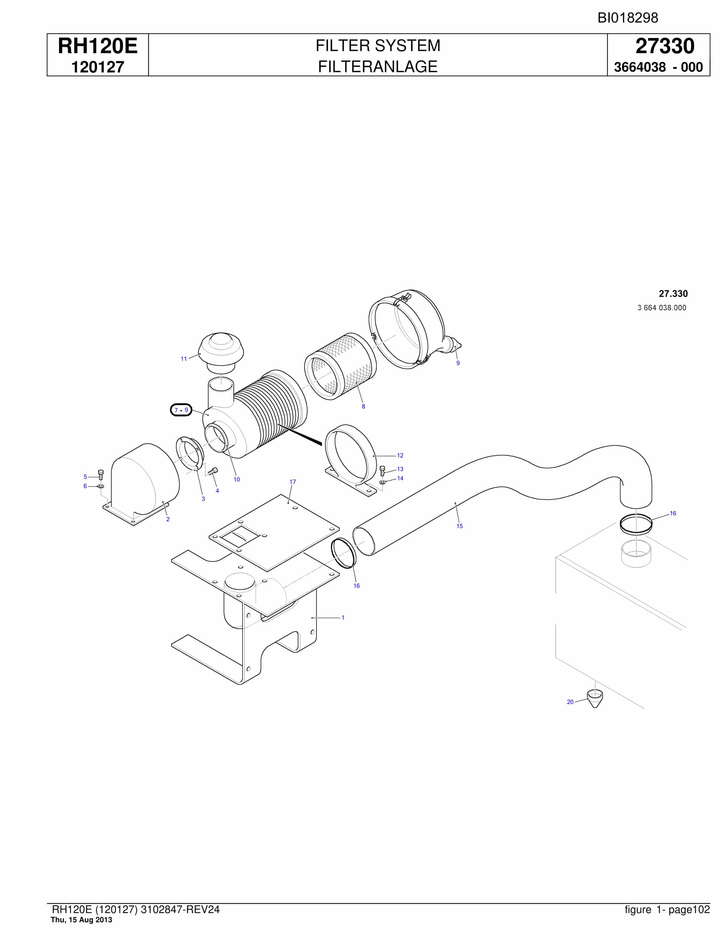 Bucyrus RH120E Hydraulic Excavator Parts Catalog BI018298-3