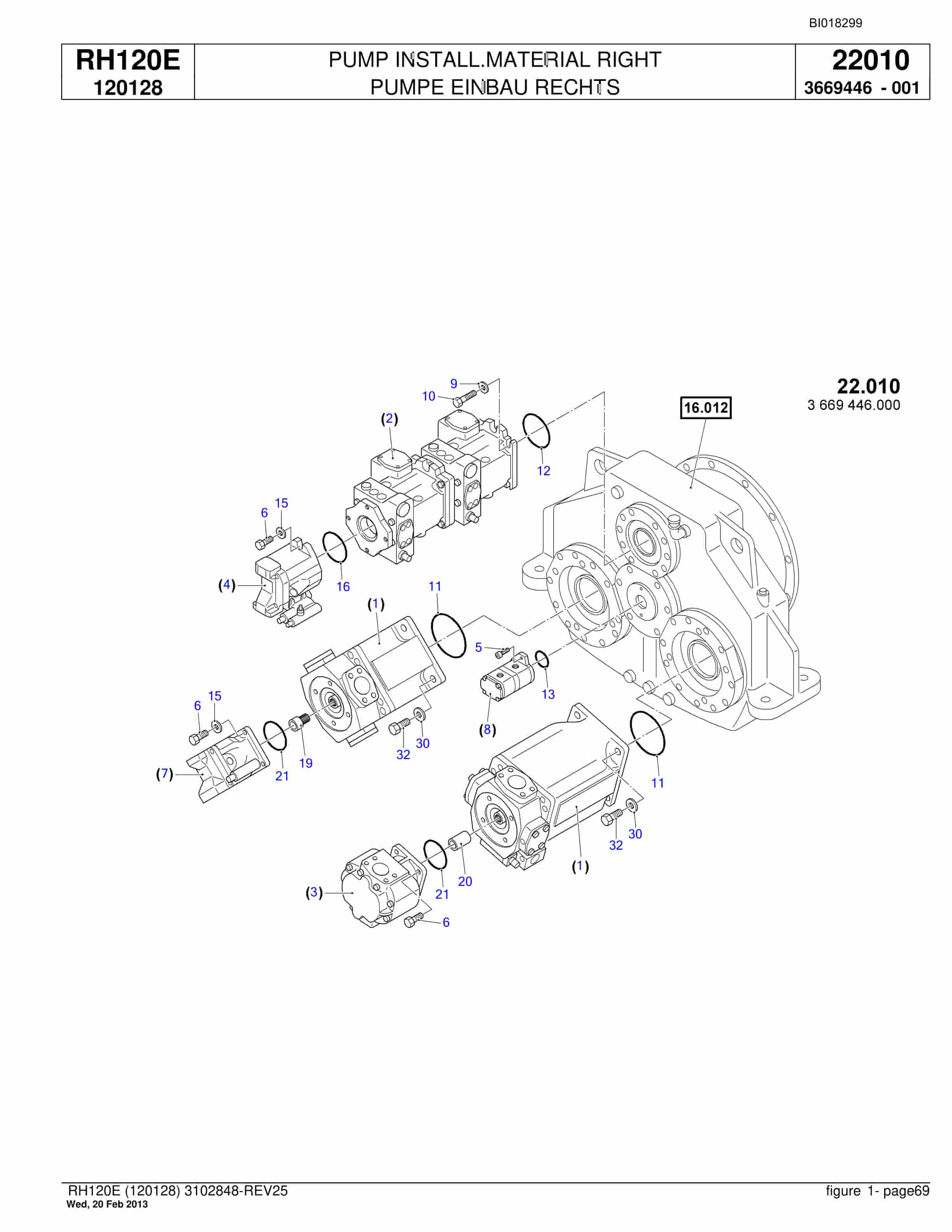 Bucyrus RH120E Hydraulic Excavator Parts Catalog BI018299-2