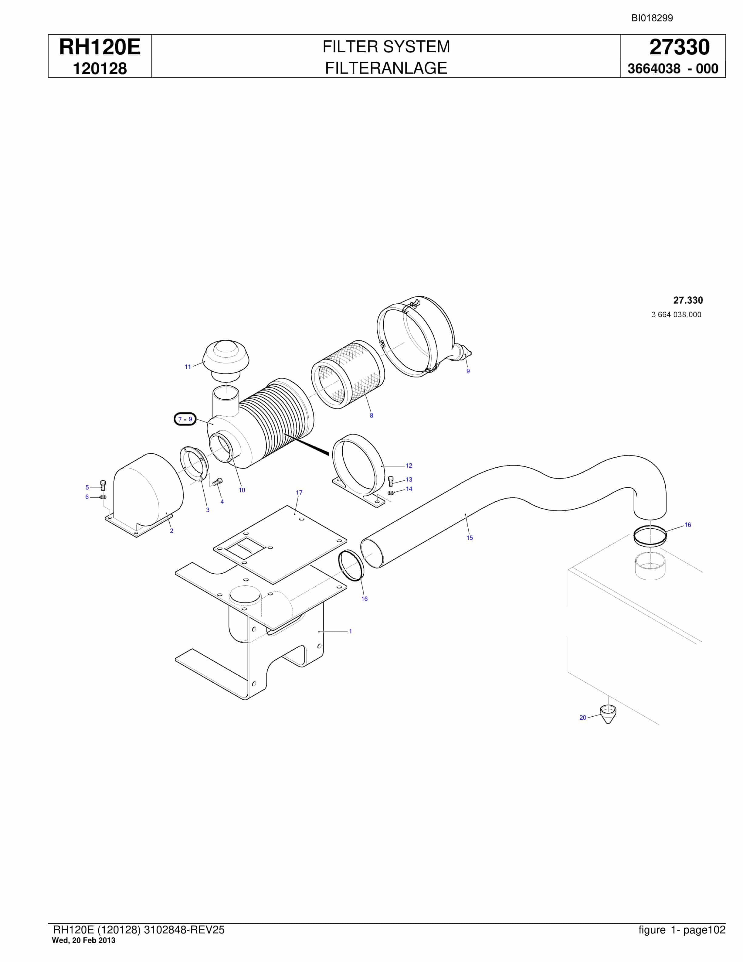 Bucyrus RH120E Hydraulic Excavator Parts Catalog BI018299-3