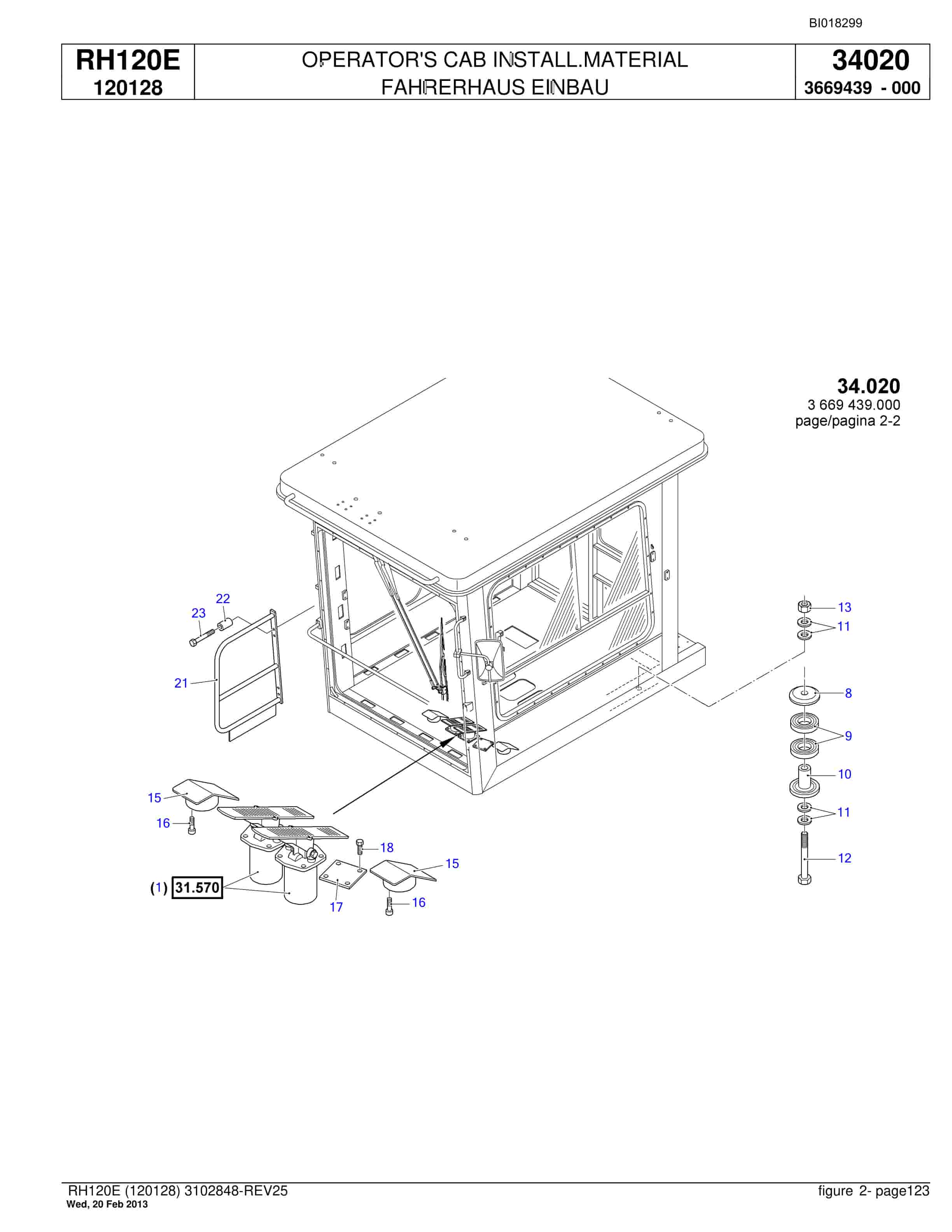 Bucyrus RH120E Hydraulic Excavator Parts Catalog BI018299-5