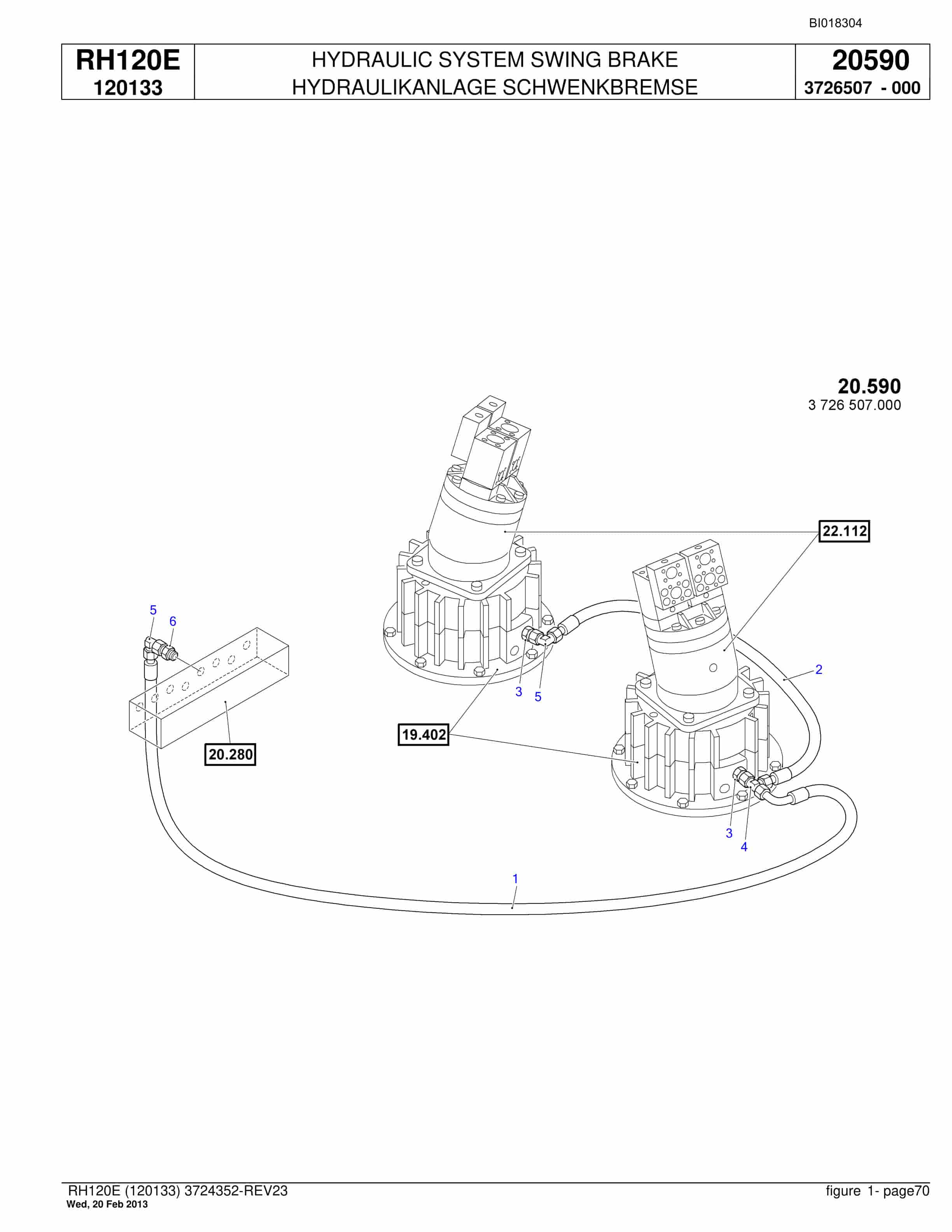 Bucyrus RH120E Hydraulic Excavator Parts Catalog BI018304-2