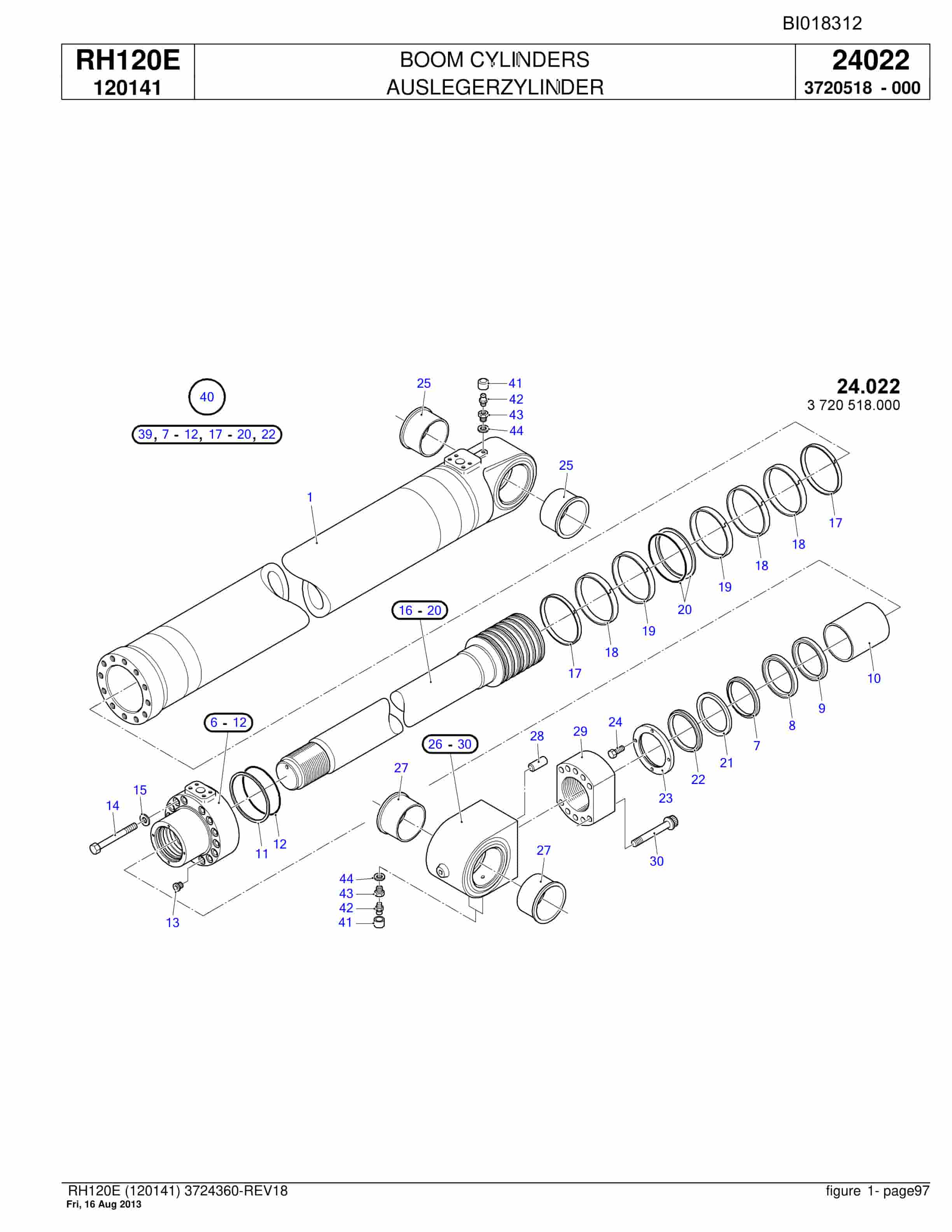 Bucyrus RH120E Hydraulic Excavator Parts Catalog BI018312-3