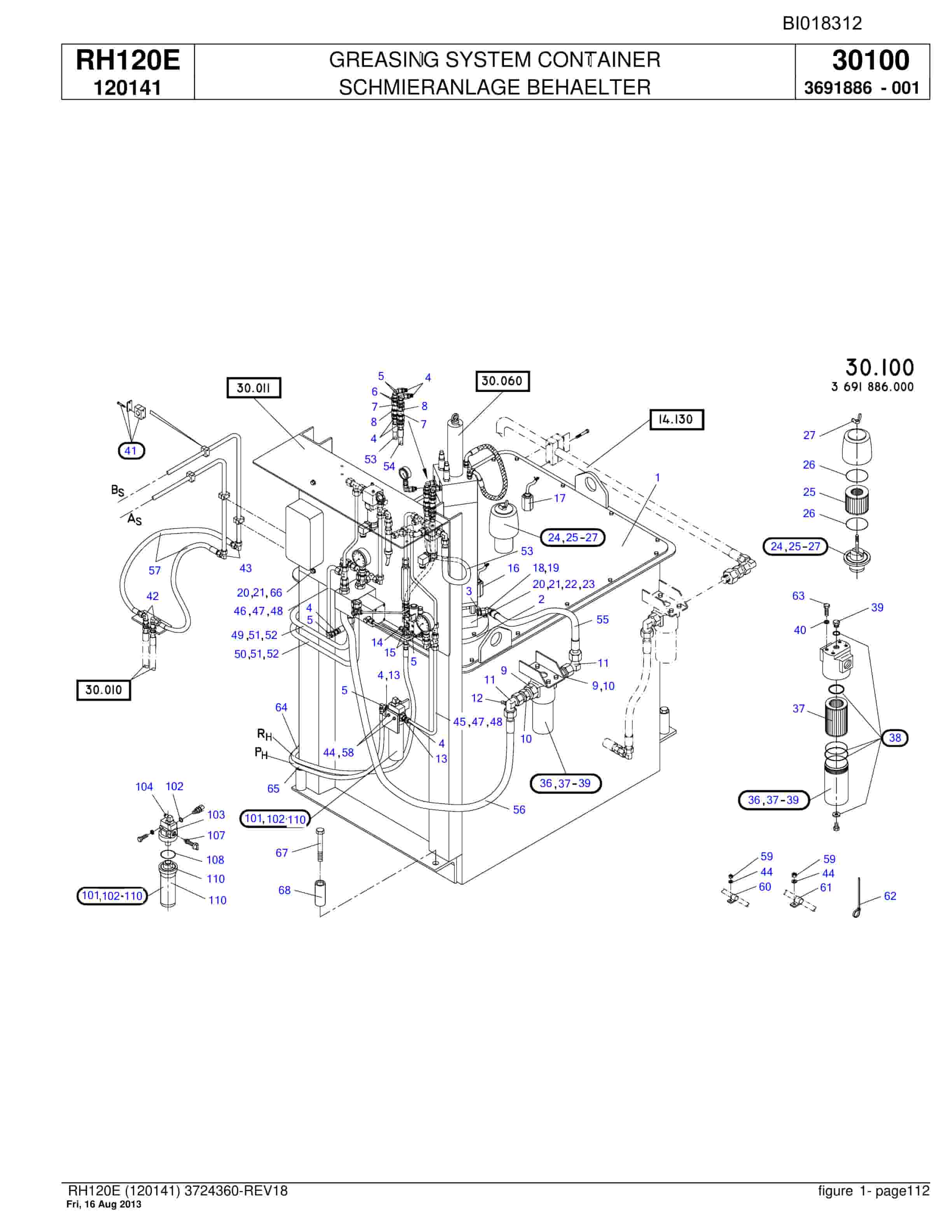 Bucyrus RH120E Hydraulic Excavator Parts Catalog BI018312-4